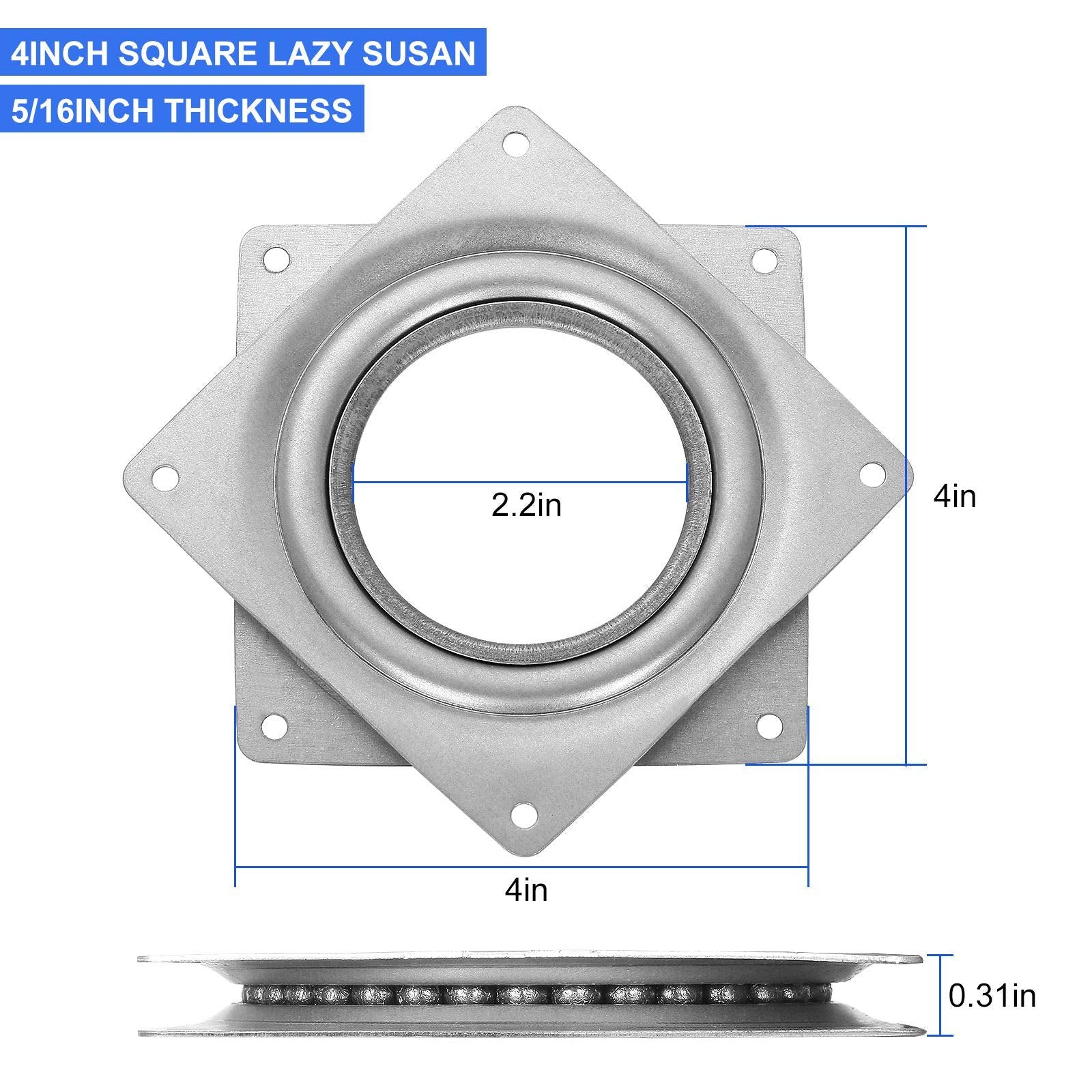 Akoalfe 16Pack Lazy Susan Turntable Bearings, 4   Square Rotating Plate, 300Lbs Capacity 5/16   Thick Swivel Plate For Diy Lazy
