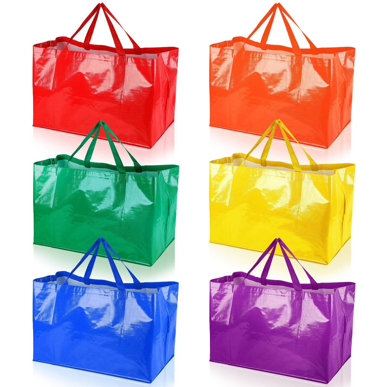 Shappy 6 Pcs Extra Large Shopping Tote Bags, 21.7x14.2x13.8, Bright Color