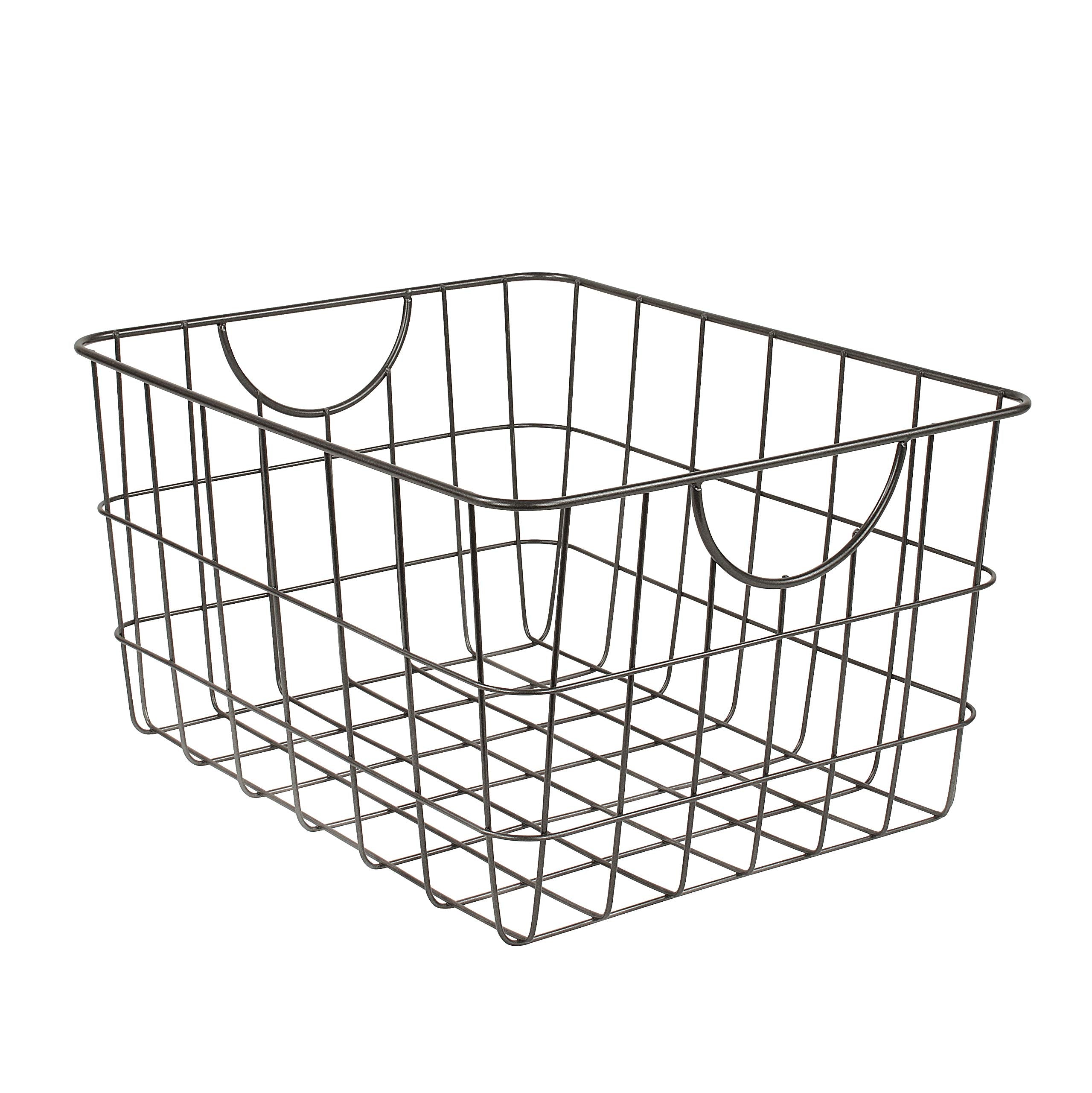 Spectrum Utility Wire Baskets - Sturdy Steel Metal Basket Storage Organizer Bin with Handle - Open Wire Storage Baskets for Kitc