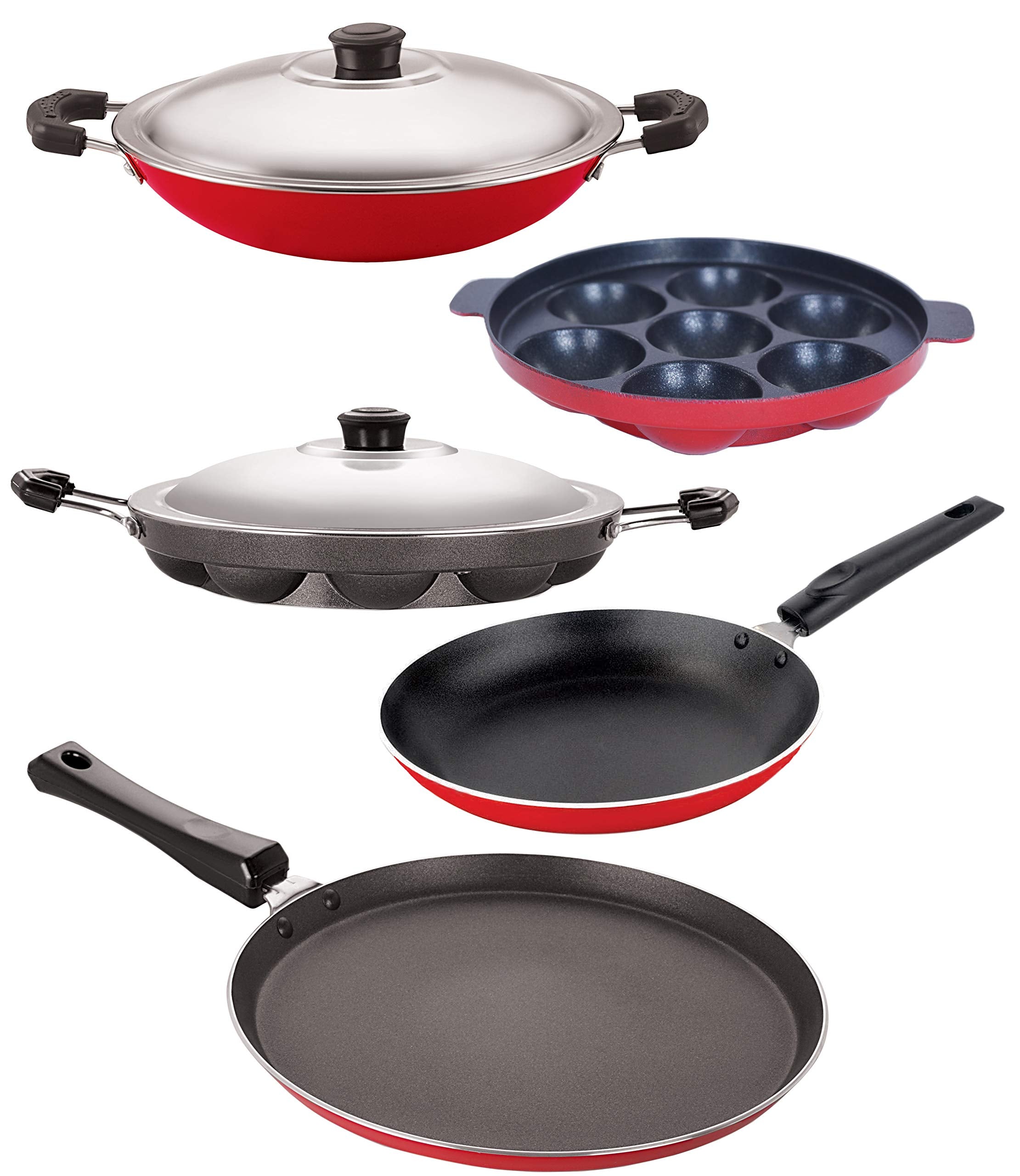 Nirlon NonStick Aluminium 5 Piece Gas Compatible Kitchen Cookware Combo Gift Item Set Online