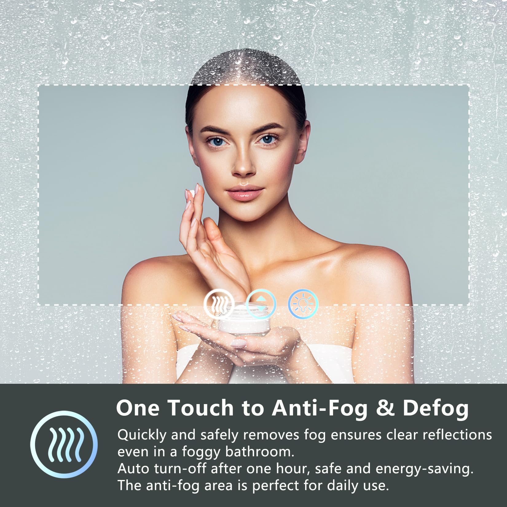 Awandee 48X40 Led Bathroom Mirror With Lights, Front And Backlit Led Mirror For Bathroom, Anti-Fog Lighted Bathroom Mirror, Dimm