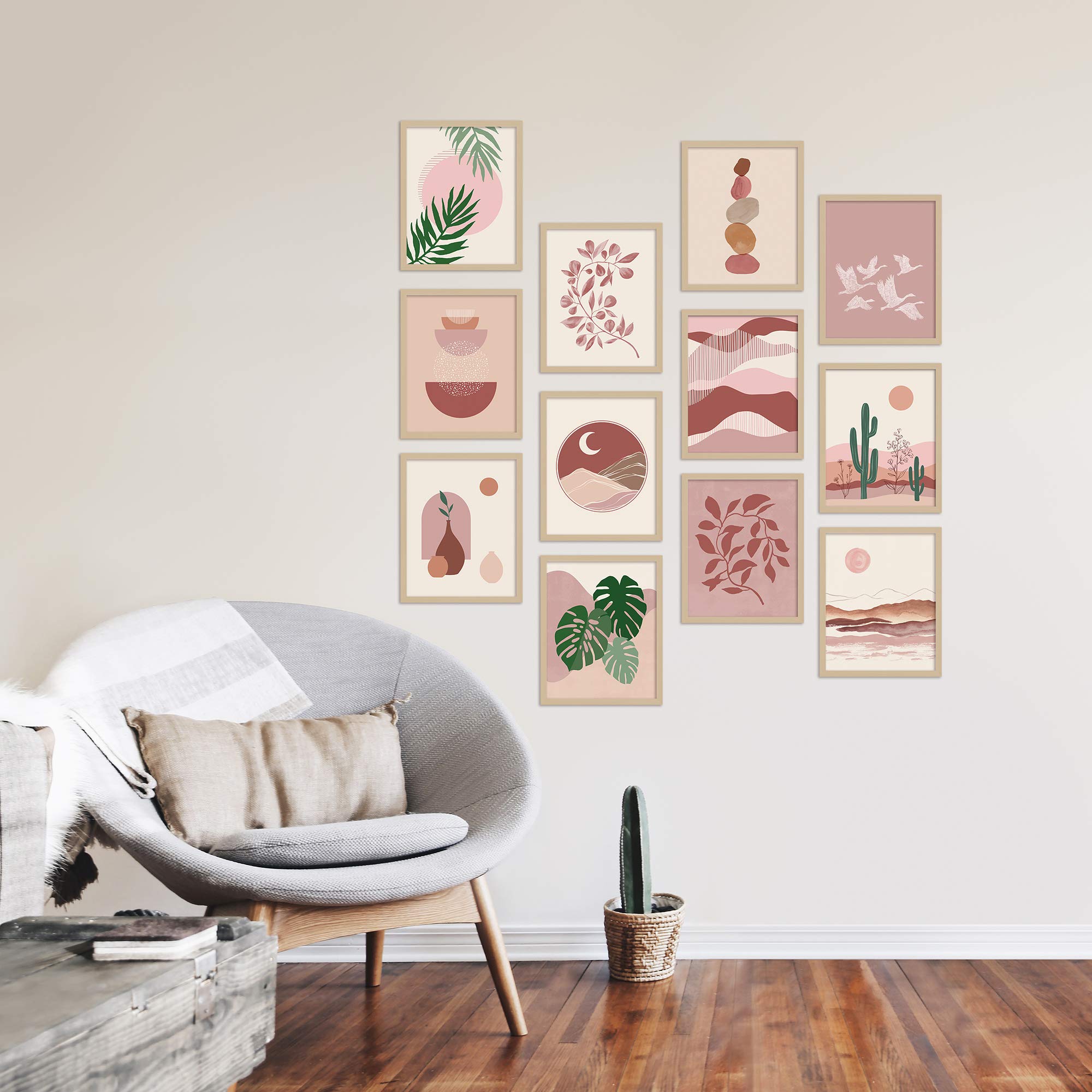 Artivo Boho Wall Art Prints Southwestern Art Wall Decor 8X10 12 Set, Neutral Aesthetic Wall Collage Kit, Modern Wall Art Desert