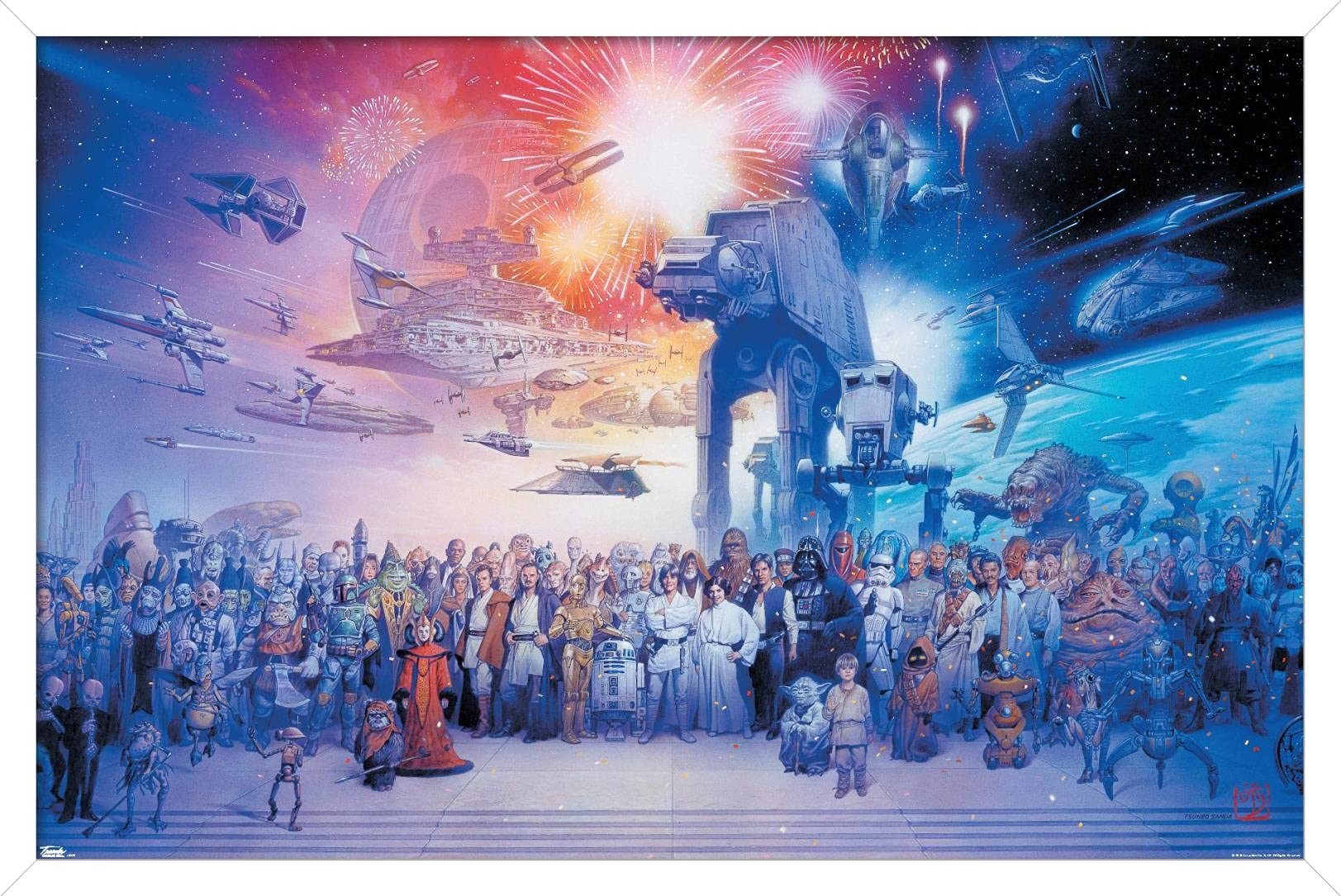 Trends International Star Wars: Saga - Galaxy Wall Poster, 22.4L X 14.7W, White Framed Version