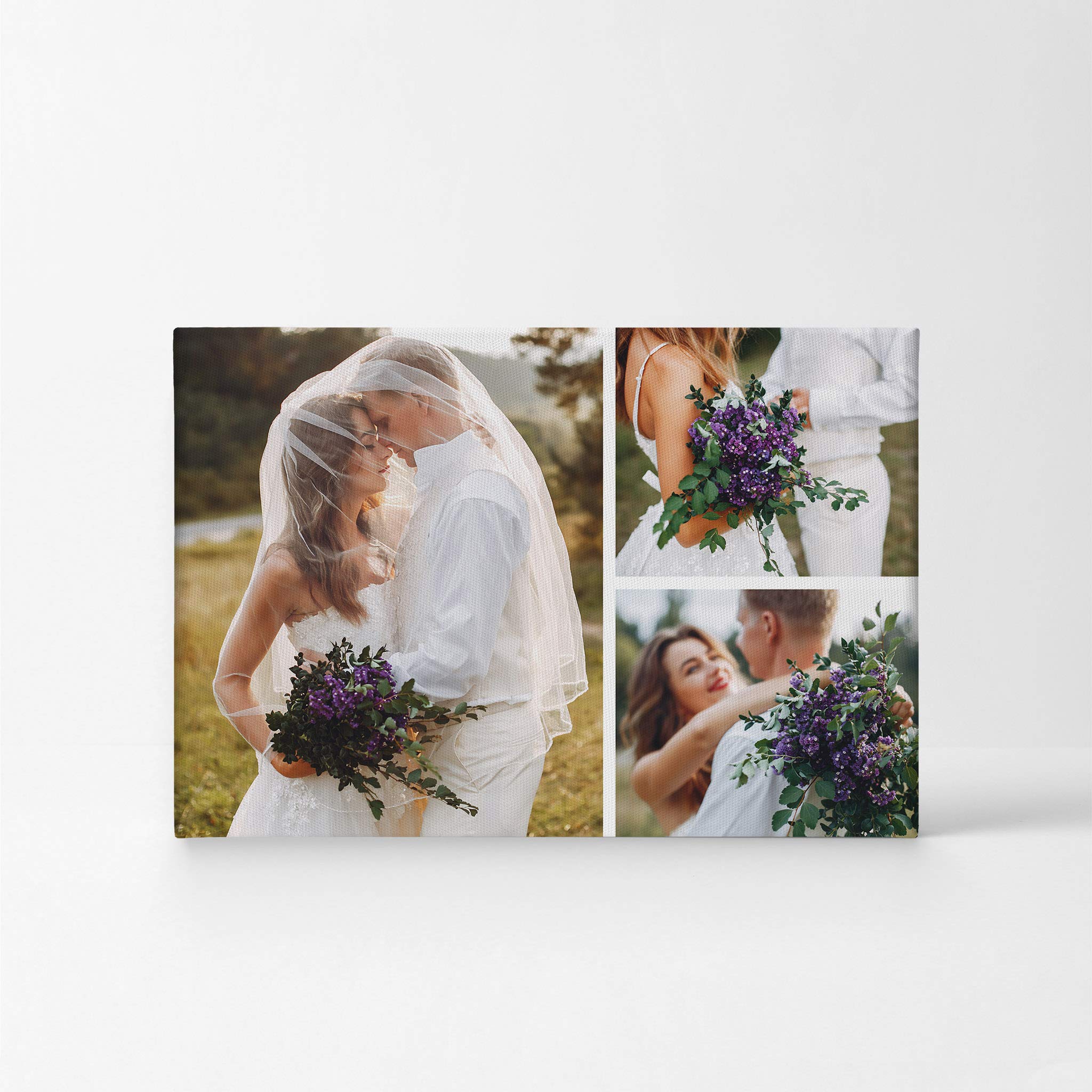 Smile Art Design Custom Canvas Print with Your Photos Personalized Photo 3 Images Collage Picture Custom Photo Prints Personalized Gifts for Men Wedding Gift Bridal Decorations - 8x12 inches