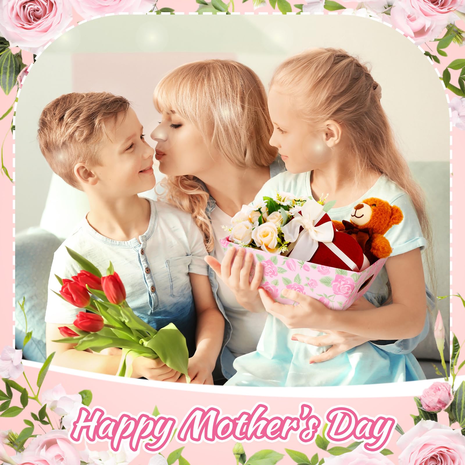 Skyygemm 6 Pcs 9.8 X 6.5Inch Mother'S Day Basket For Gifts Empty With Cellophane Basket Bags And Ribbons Bows To Fill Sturdy Emp