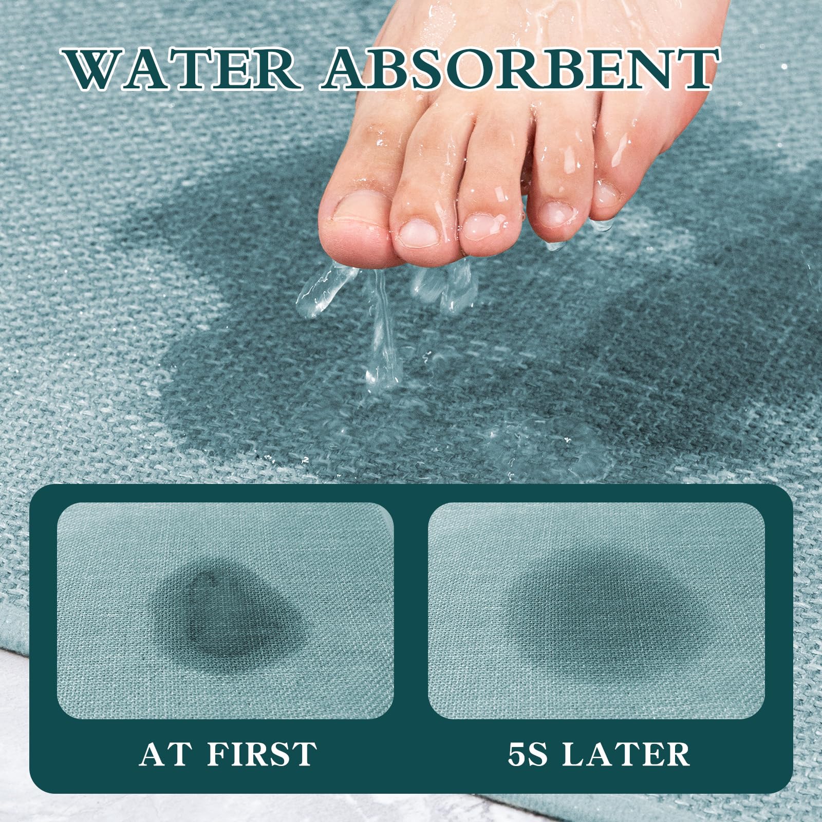 Chakme Bathroom Rugs Mat 59X17, Ultra Thin Non Slip Bath Mat Runner Quick Dry Absorbent Bath Mat For Bathroom Floor, (Light Blue