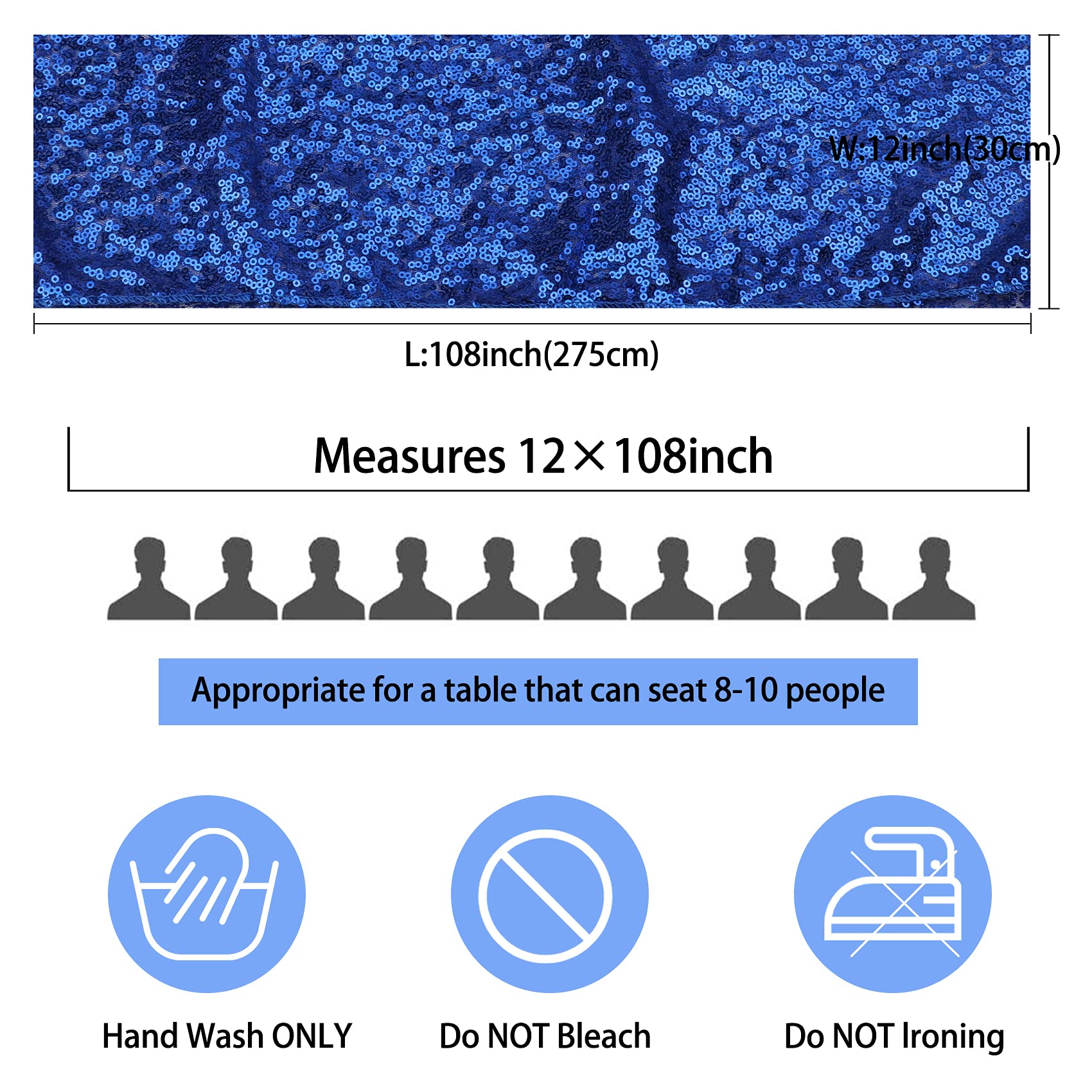 12 Packs 12 X 108 Inch Sequin Table Runner Glitter Dining Table Runner For Birthday Wedding Engagement Bridal Baby Shower Bachel