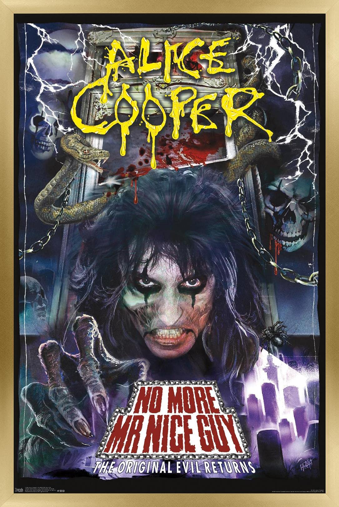 Trends International Alice Cooper - No More Mr. Nice Guy Wall Poster, 14.725'' X 22.375'', Gold Framed Version