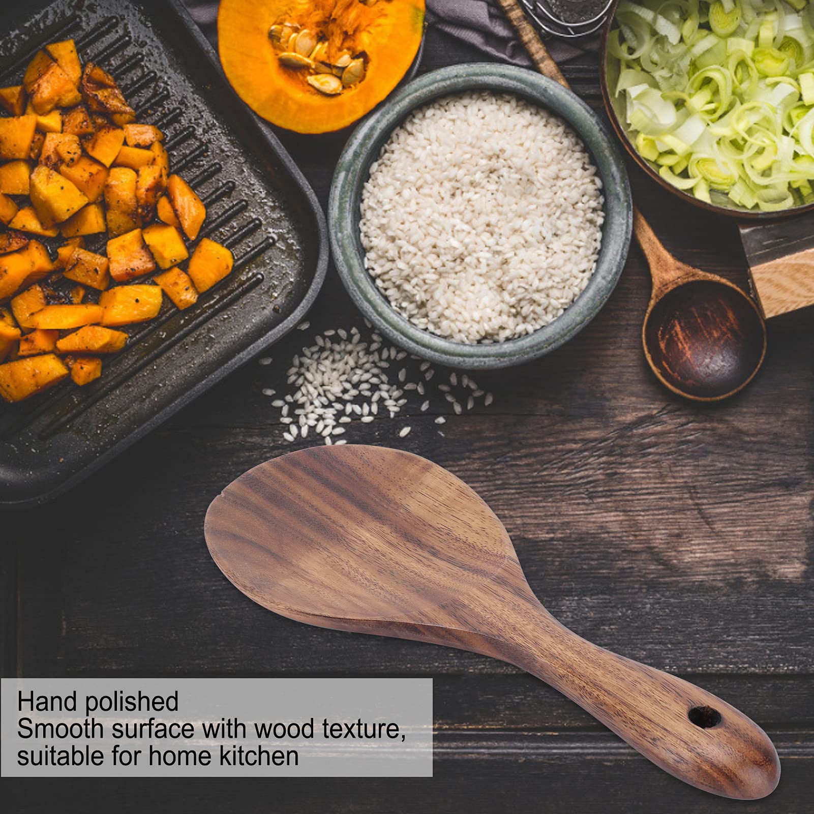 Aunmas Wood Rice Paddle Rice Paddle Non Stick Wooden Paddle Serving Spoons Rice Scoop Cookware Tableware Home Kitchen Accessory
