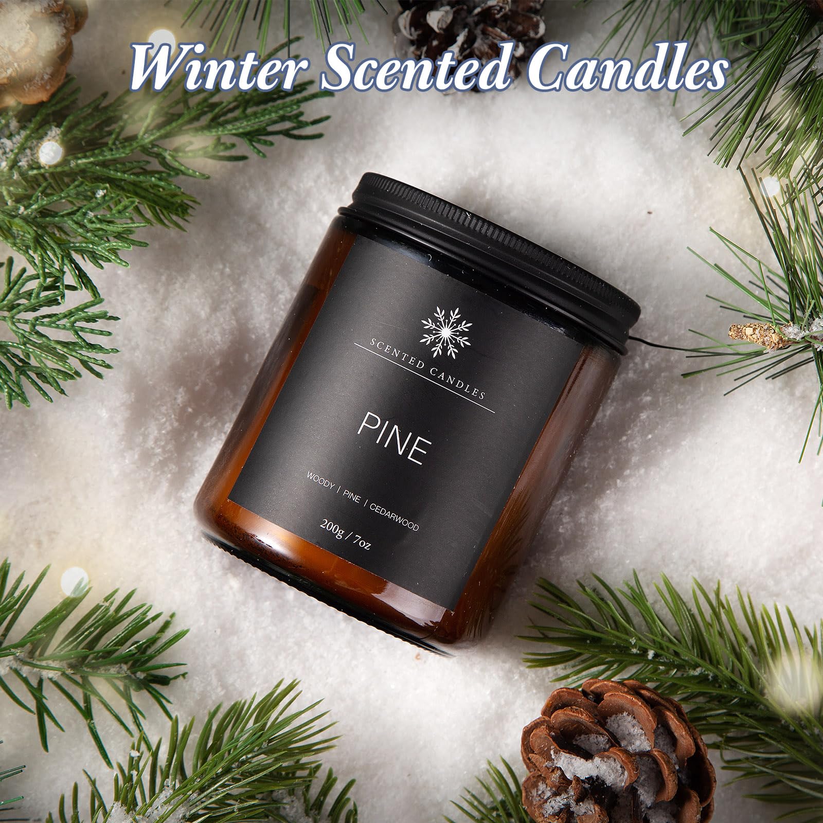 6 Pack Winter Candles for Home Scented, Aromatherapy Candles Gift for Women Men, 42oz 300 Hour Long Lasting Candles, Winter Cand