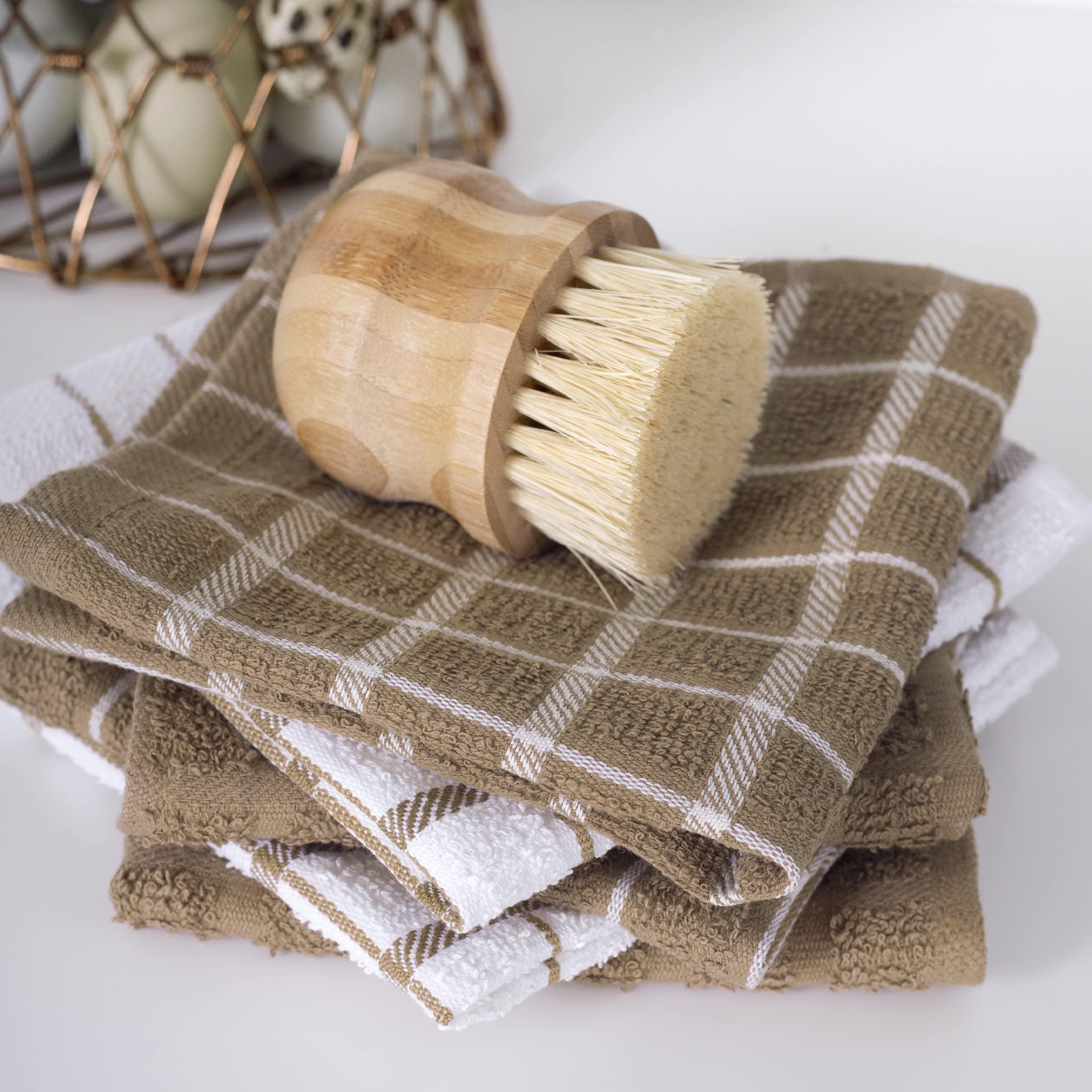 Ritz 100% Terry Cotton, Highly Absorbent Dish Cloth Set, 12    X 12   , 6-Pack, Mocha Brown