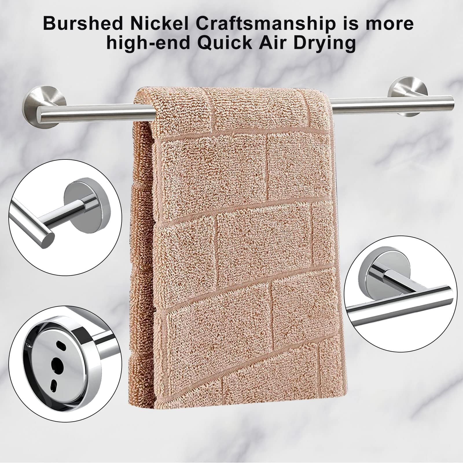 Cilee 10 Piece Chrome Bathroom Hardware Set, 24 Inch Polished Chrome Towel Bar Towel Ring Toilet Paper Holder Robe Towel Hook, S