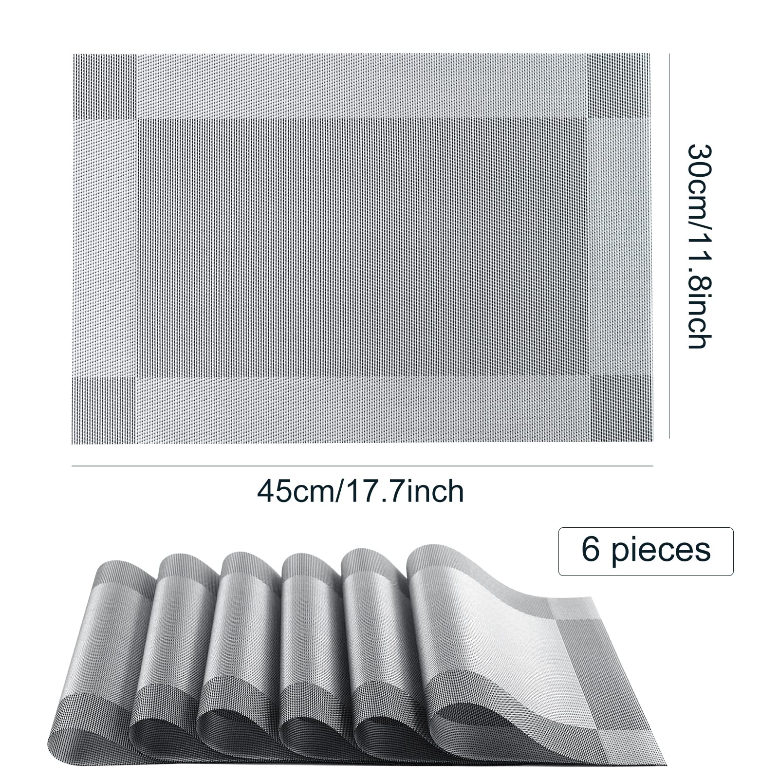 Fgsaeor Placemats,Table Place Mats For Kitchen Dining, Heat-Resistant Anti-Skid Stain Washable Pvc Table Mats, Easy To Cleaning