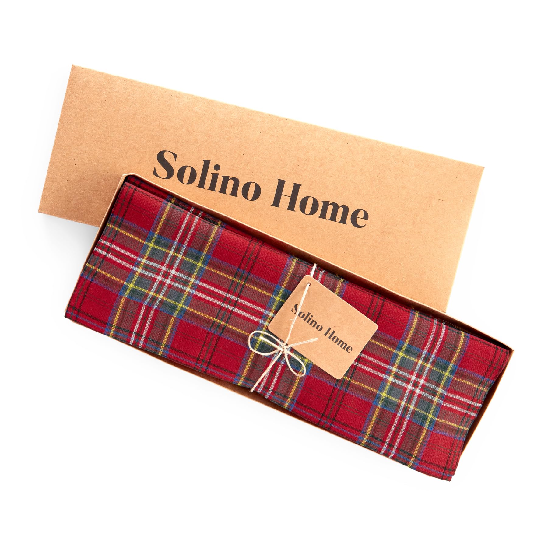 Solino Home Placemats Set Of 4-100% Pure Linen Red Classic Tartan Plaid Cloth Placemats 19'' L X 14'' W Inch - Handcrafted And M