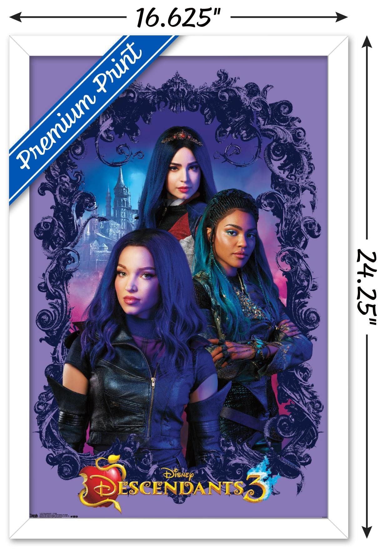 Trends International Disney Descendants 3 - Group Wall Poster, 14.725'' X 22.375'', White Framed Version