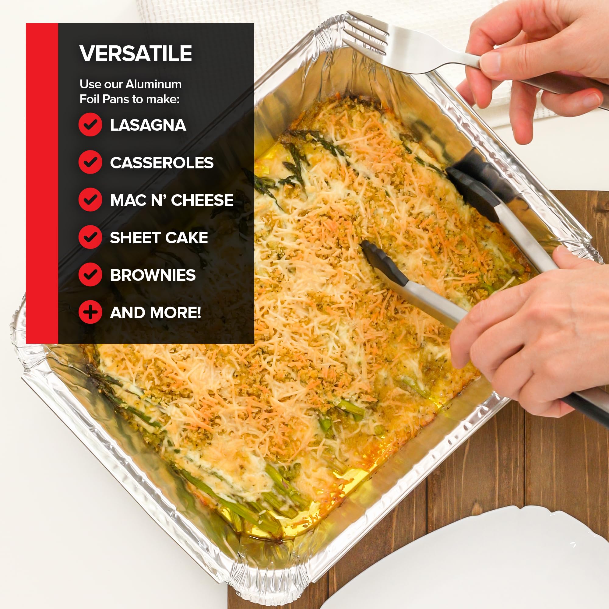 (Set Of 40) Aluminum Pans Disposable, (20) 9X13, (10) 8X8, (10) 1-Lb Heavy Duty Foil Pans, Baking Tins, Cooking Trays, Large And