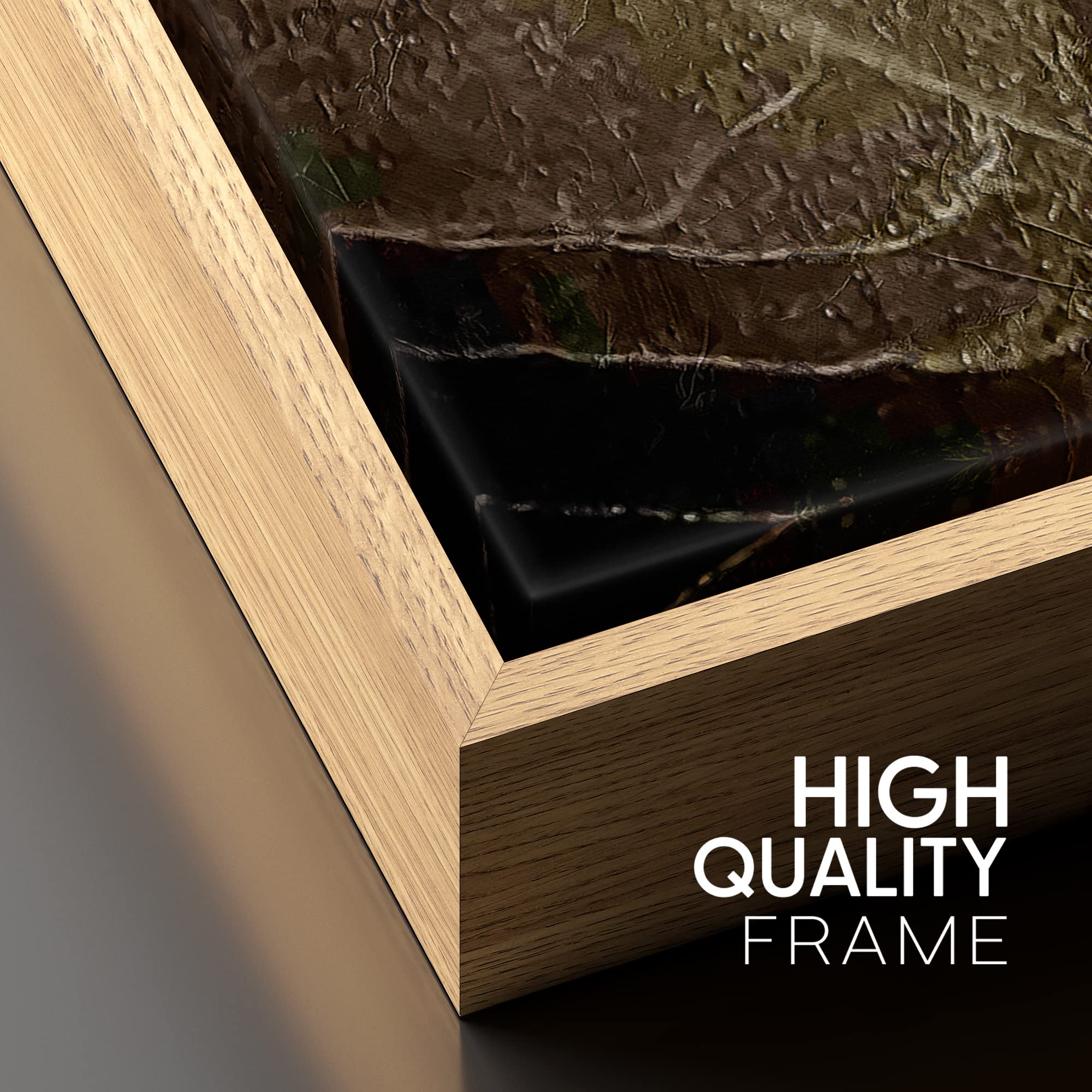 Signford Framed Canvas Print Wall Art Brown Gold Marble Granite Landscape Abstract Shapes Illustrations Modern Art Decorative Bo