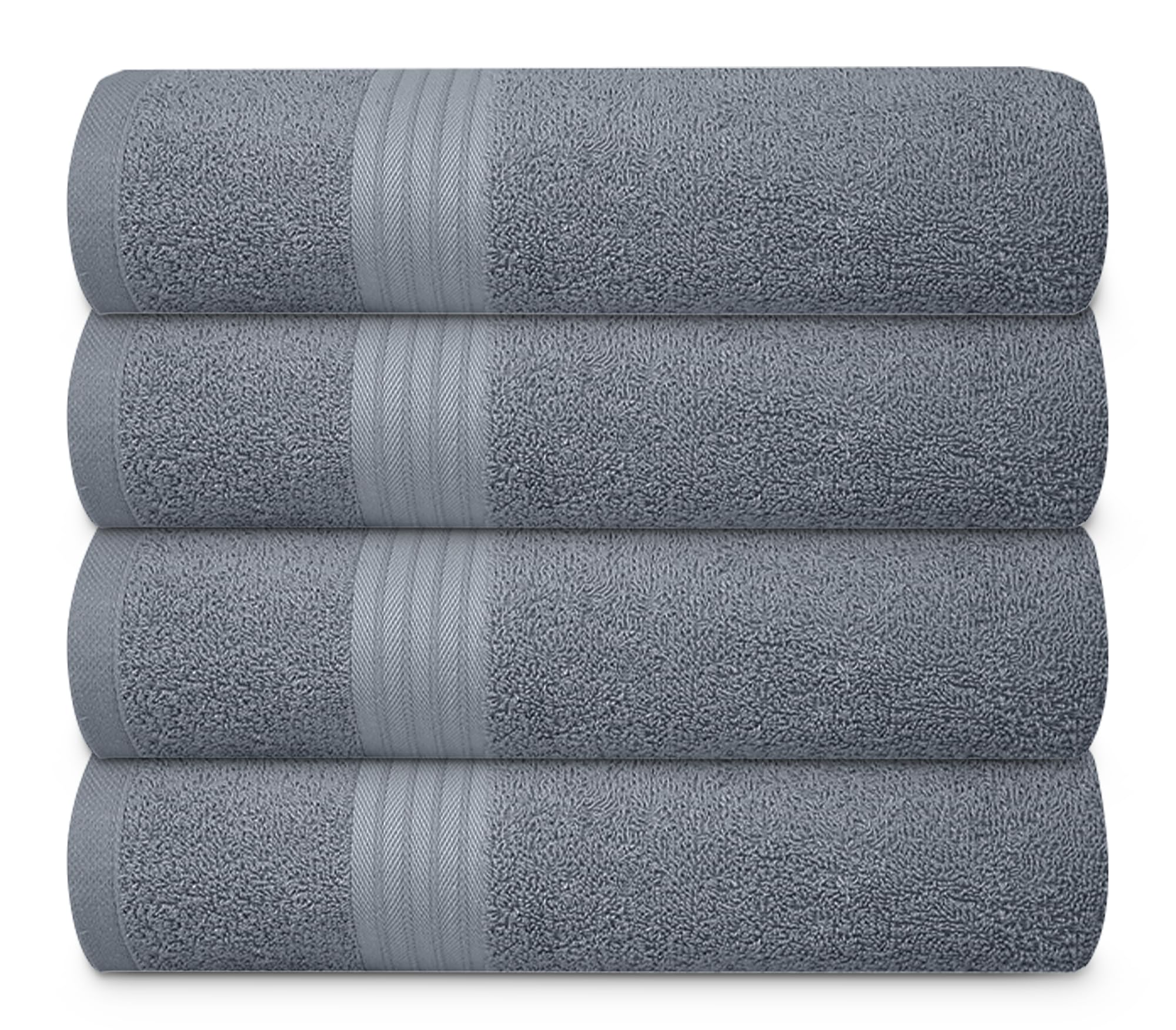 Textila 100% Cotton Large Bath Towels - 27X54 (4-Pack, Gray) - Highly Absorbent, Super Soft, And Luxurious For Bathroom, Pool, G