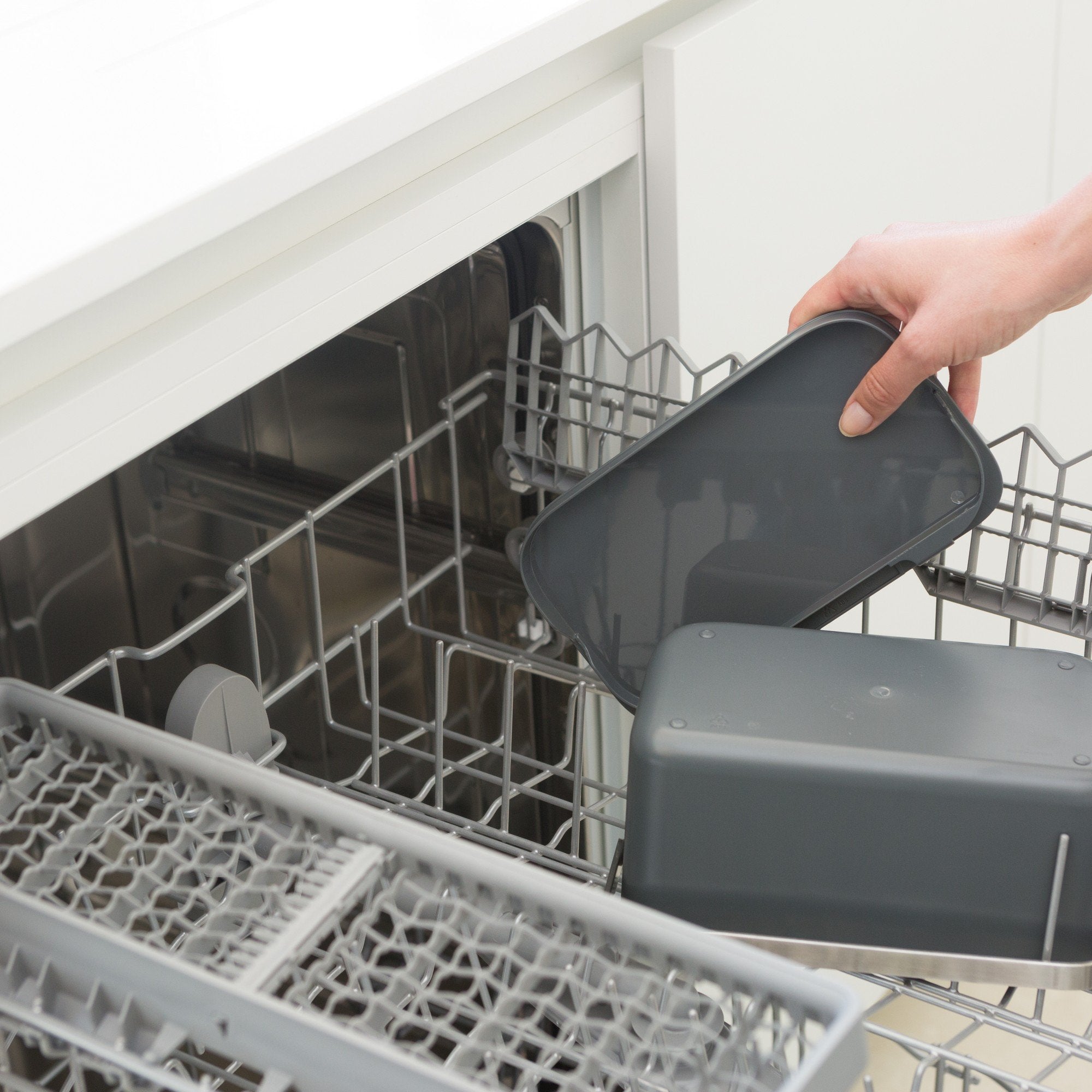 Brabantia Food Waste Caddy (0.48 Gal/Dark Gray) Kitchen Leftovers Can With Stay-Open Lid & Stainless Steel Handle For Composting