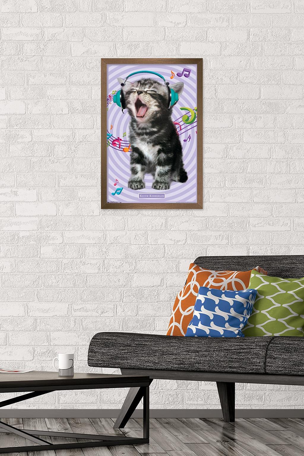 Trends International Keith Kimberlin - Kitten - Singing Wall Poster, 14.725'' X 22.375'', Bronze Framed Version