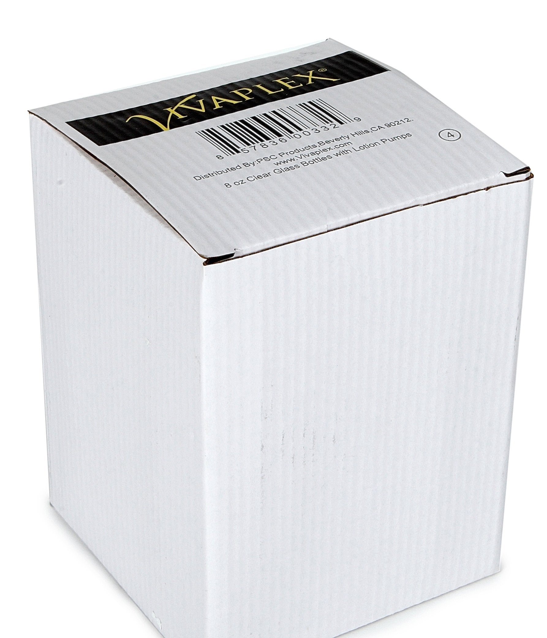 Vivaplex, 4, Large, 8 Oz, Empty, Clear Glass Bottles With Black Lotion Pumps