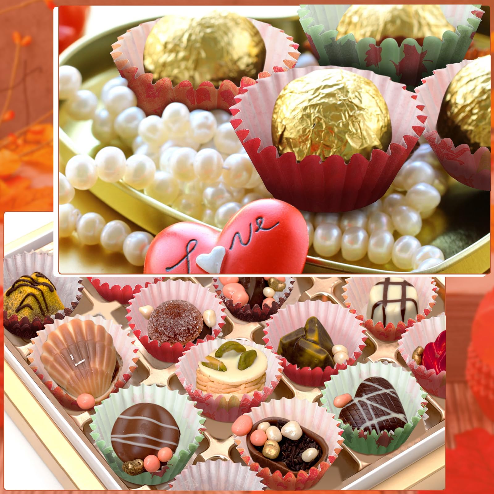 600 Pcs Fall Cupcake Liners Thanksgiving Autumn Maple Leaves Wrappers Mini Baking Cups For Baking Fall Candy Muffin Paper Cups F