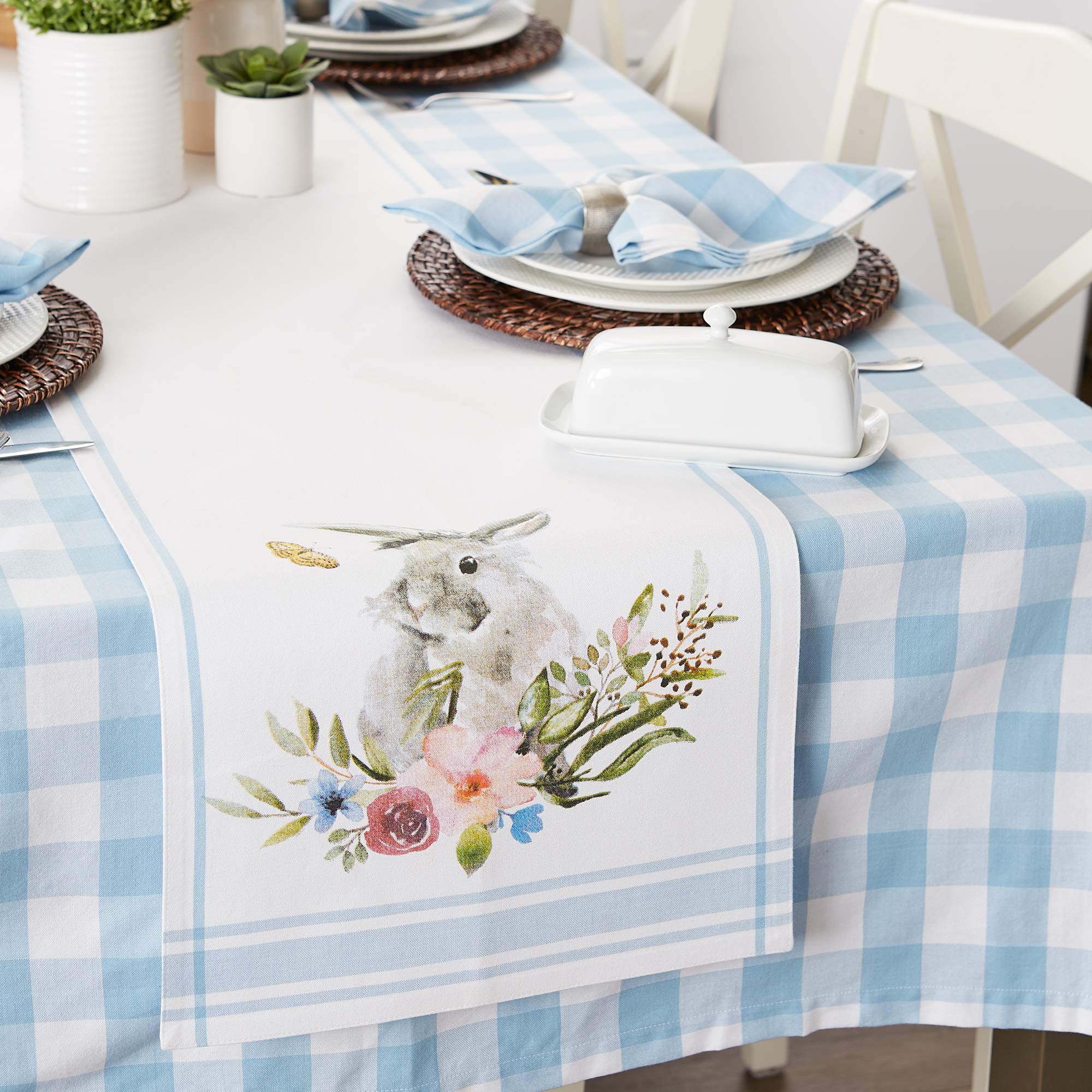 Dii Easter Basics Collection Tabletop, Table Runner, 14X108, Garden Bunny