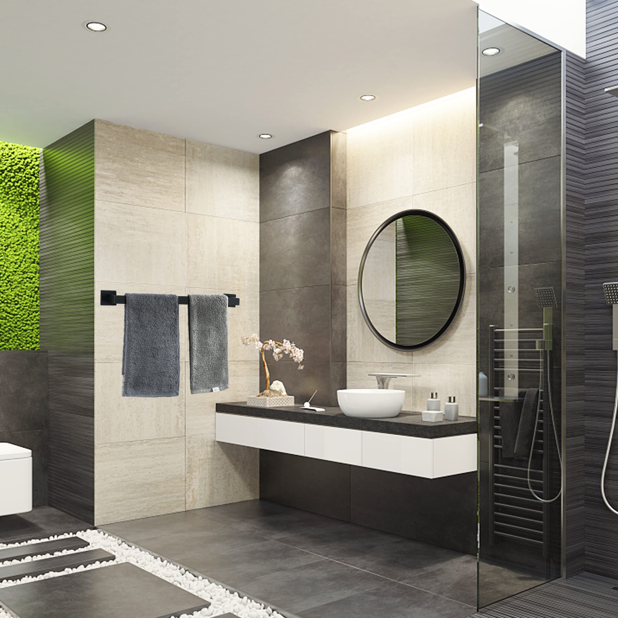 Nolimas Matte Black Bath Towel Bar Single Bars Towel Rack Rod Classic Wall Mounted Stainless Steel Bathroom Towel Bar Toilet Kit