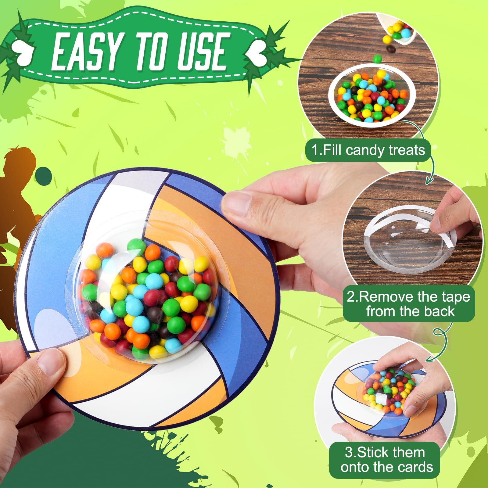 36 Set Valentines Day Cards With Candy Dome Holder, Sports Ball Valentines Candy Holder Cards For Kids, Funny Valentines Exchang