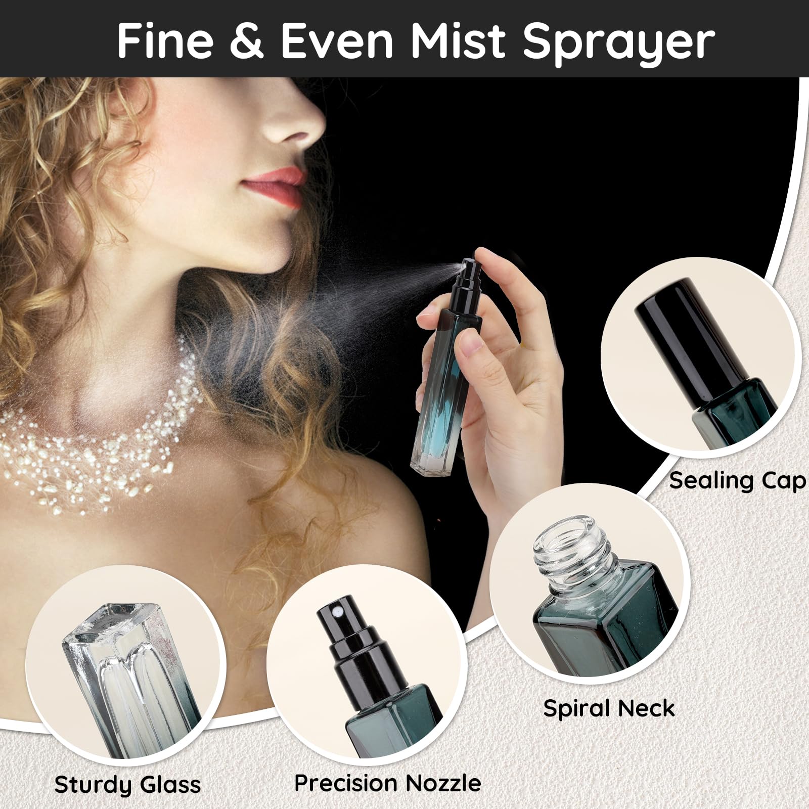 Segbeauty Refillable Perfume Bottle Travel, 5Pcs 10Ml Mini Glass Spray Bottles For Perfume, Empty Fine Mist Cologne Sprayer Port