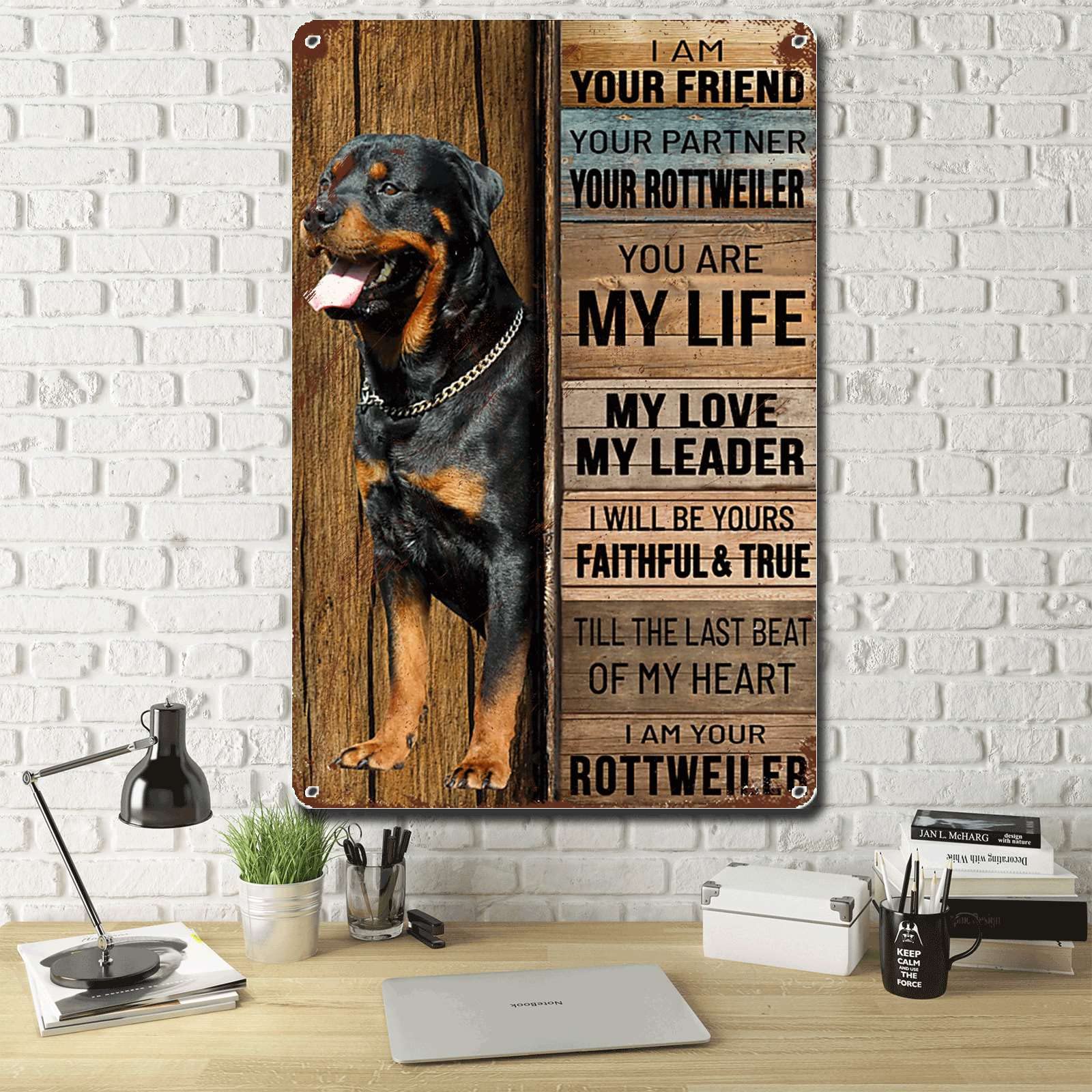 Lygond Metal Sign Tin Sign Vintage Wall Art I Am Your Friend Gift For Rottweiler Lovers Dog Lovers Vintage Wall Art Prints Restr