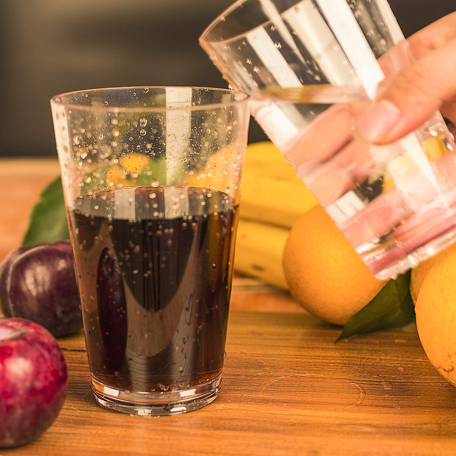 Yuyuhua Clear Plastic Drinking Glasses - Bpa Free Cups 18 Oz - Dishwasher Safe Classic Tumblers Set Of 6 - Acrylic Highball Tall