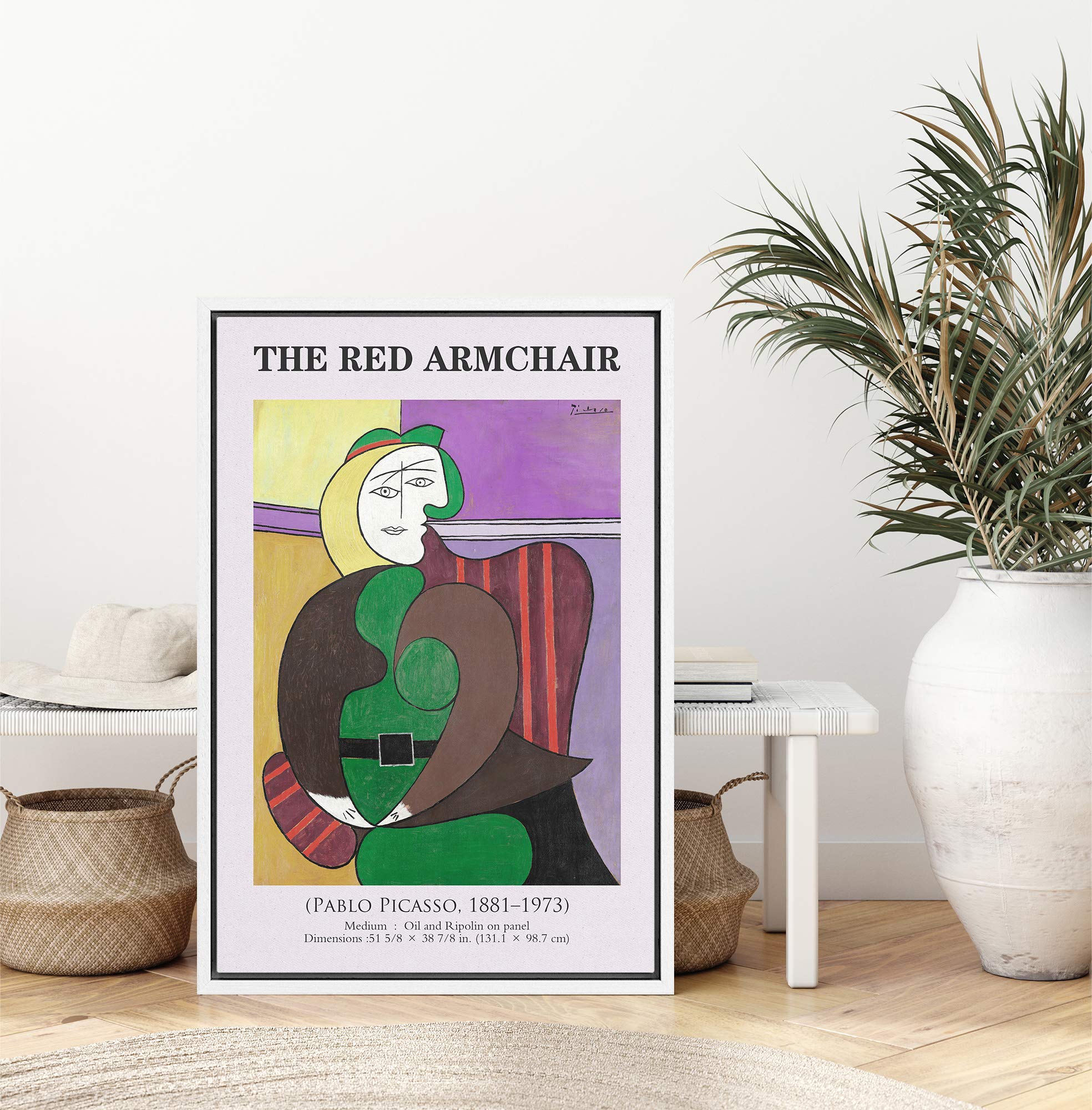 Idea4Wall Framed Canvas Print Wall Art The Red Armchair Master Artist Pablo Picasso Nature Wilderness Oil Painting Impressionism