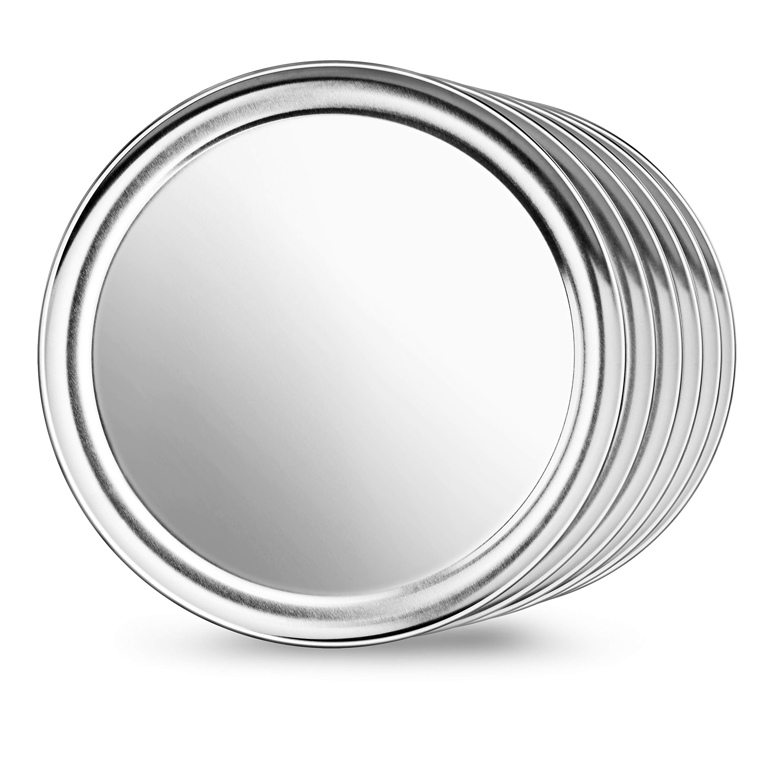 New Star Foodservice Restaurant-Grade Aluminum Pizza Pan/Tray, Wide Rim, 12 Inch, Pack of 6