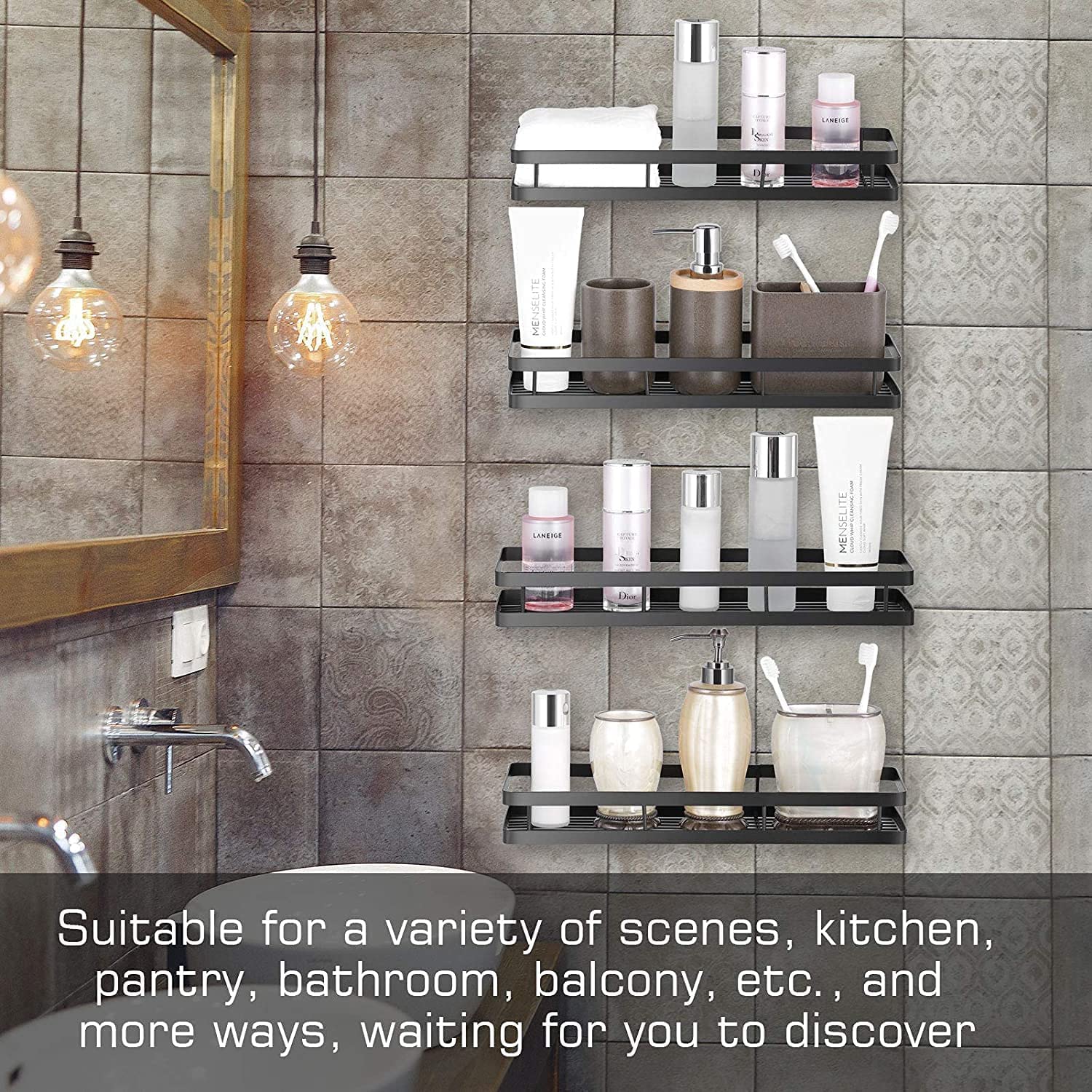 Craft Expertise Metal Spice Rack Organiser Wall Mounted, Hanging Seasoning Spice Rack Shelf Holder, Storage For Kitchen Cabinet