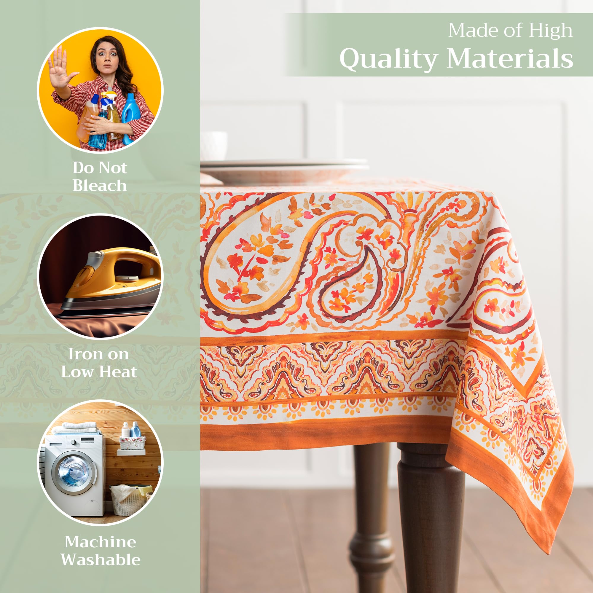 Maison D' Hermine Tablecloth 100% Cotton 70''X120'' Decorative Rectangle Tablecloths Washable Table Cover, Home, Wedding, Restau