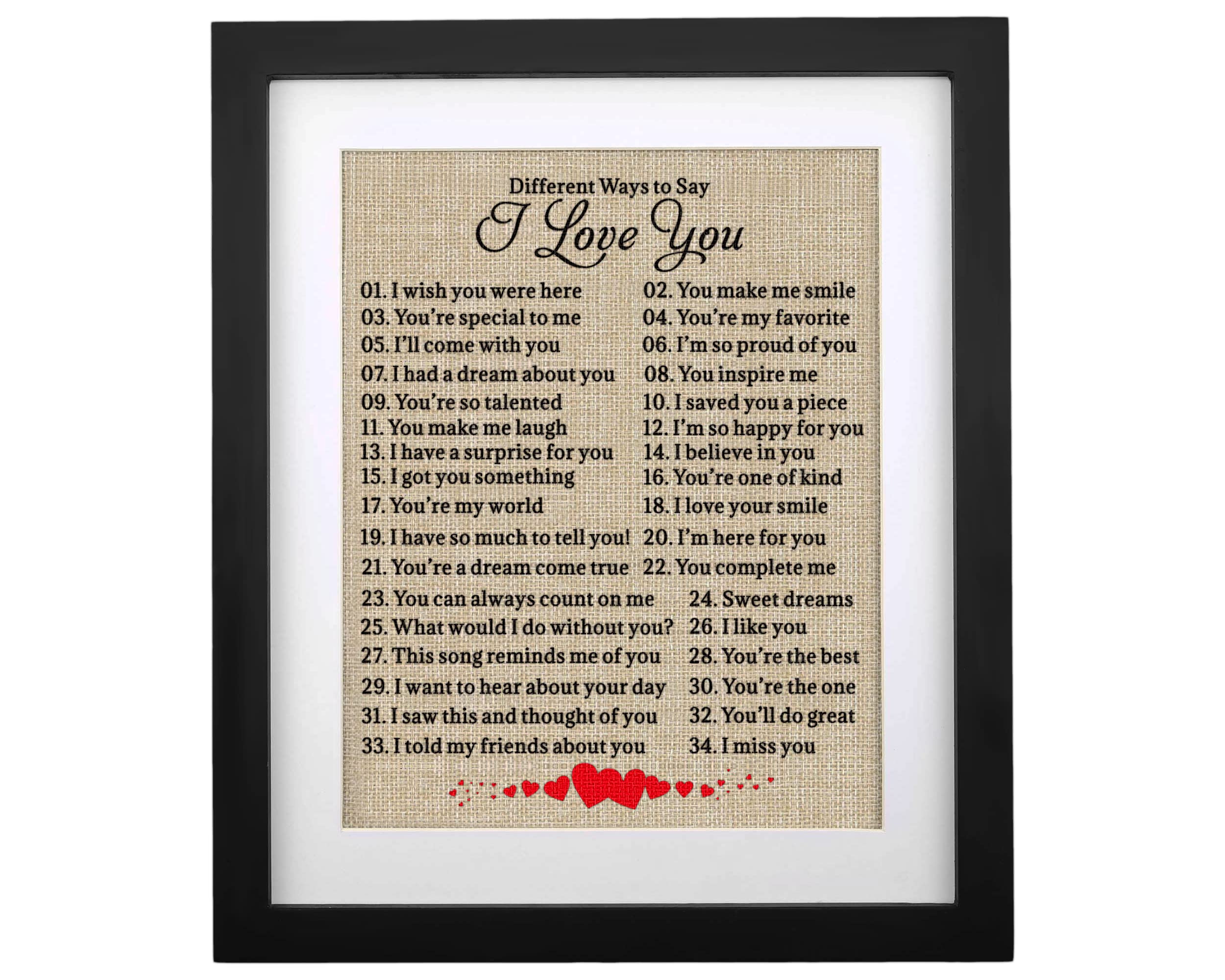 Sunbmo Valentine'S Day, Birthday, Anniversary Burlap Print Gifts For Couple - Ways To Say I Love You, Keepsake Gift For Husband
