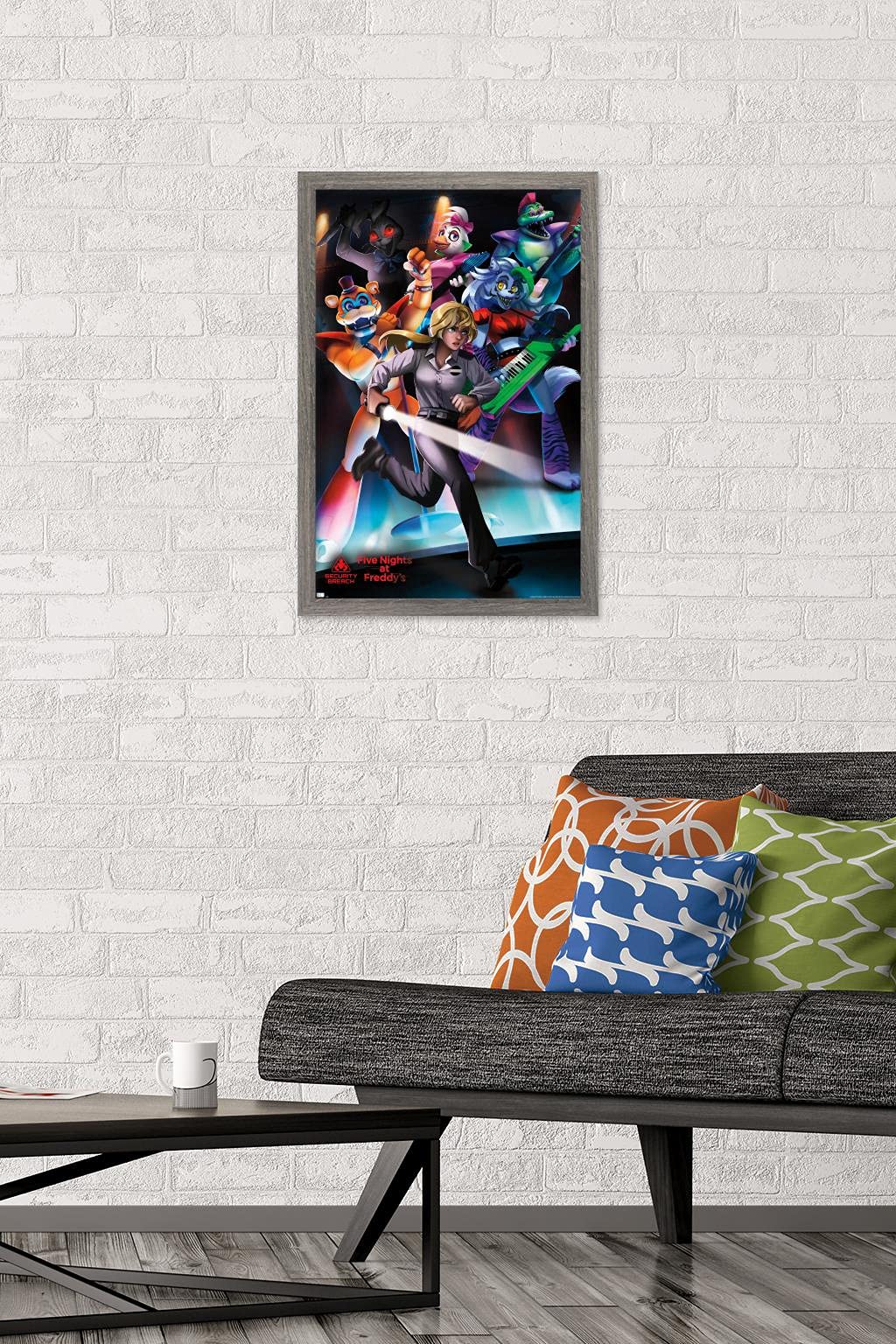 Trends International Five Nights At Freddy'S: Security Breach - Group Wall Poster, 14.725'' X 22.375'', Barnwood Framed Version
