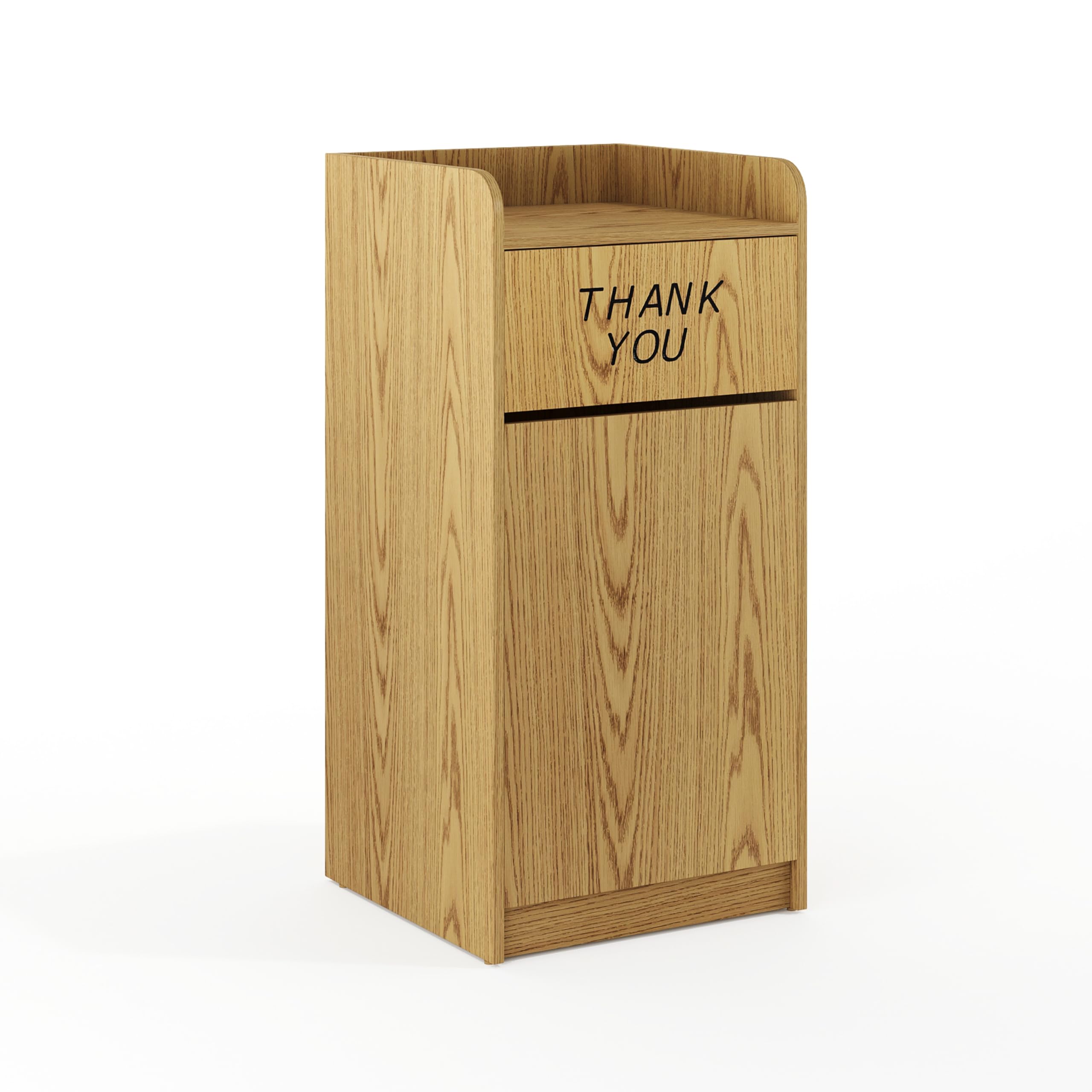 Flash Furniture Sony Laminate Wood Commercial-Grade Trash Receptacle with Tray Top, Wooden Restaurant Trash Can Cabinet and Garb
