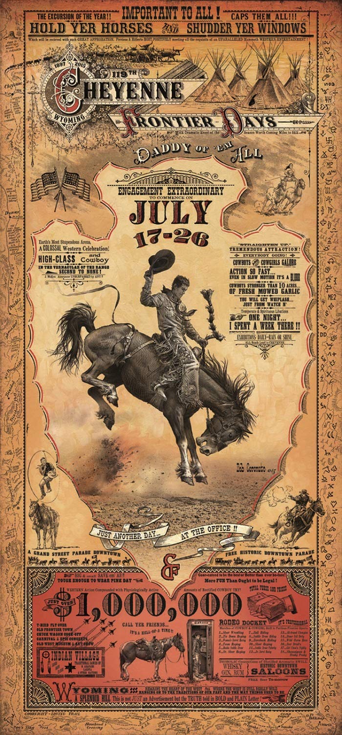 Home Of Art Cheyenne Wyoming Frontier Days Rodeo Western Poster By Bob Coronato
