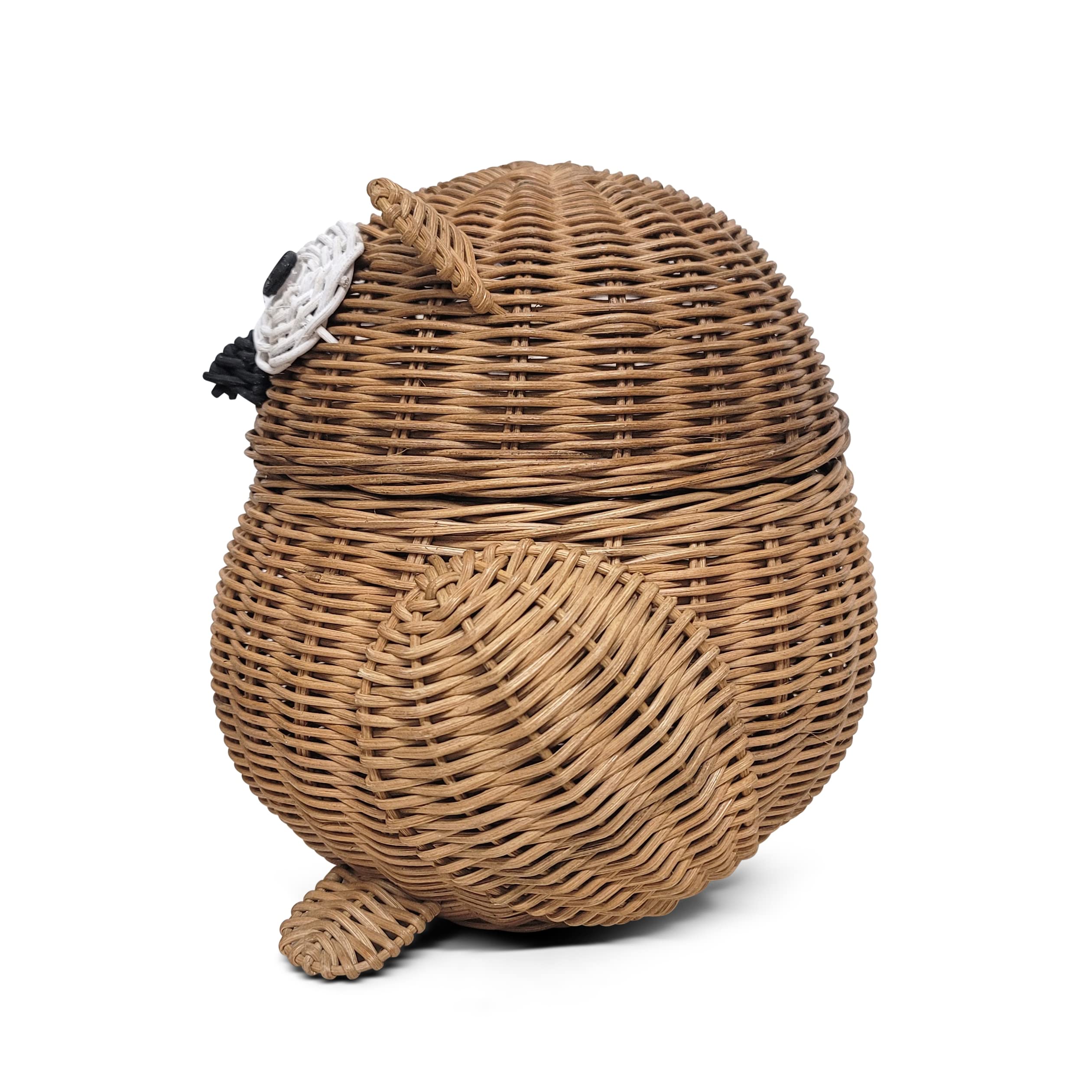 G6 Collection Owl Rattan Storage Basket With Lid Decorative Home Decor Hand Woven Shelf Organizer Cute Handmade Handcrafted Gift