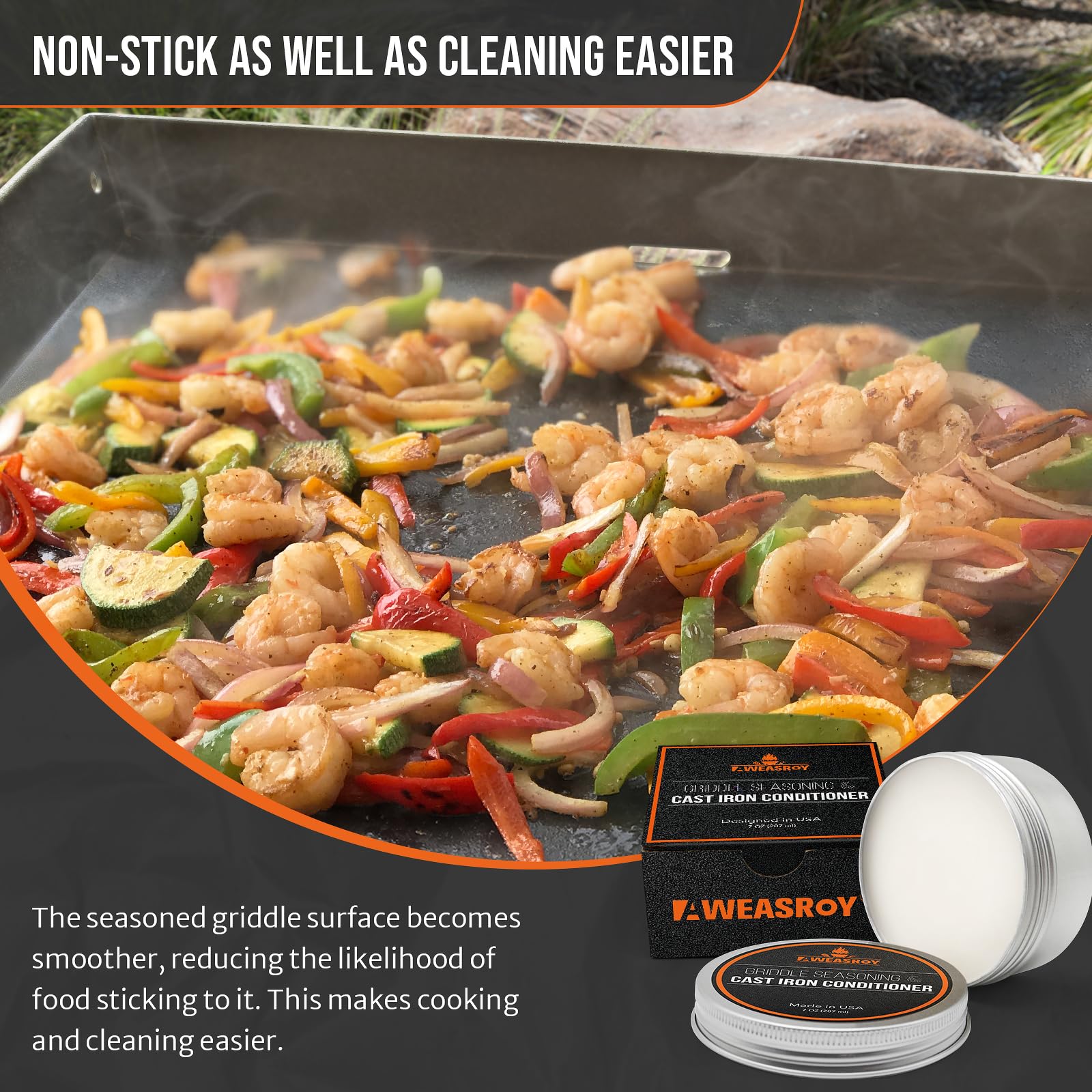 Aweasroy Griddle Seasoning For Blackstone And Cast Iron And Carbon Steel Seasoning, Maintain A Cleaner Non-Stick Skillet, 7 Ounc