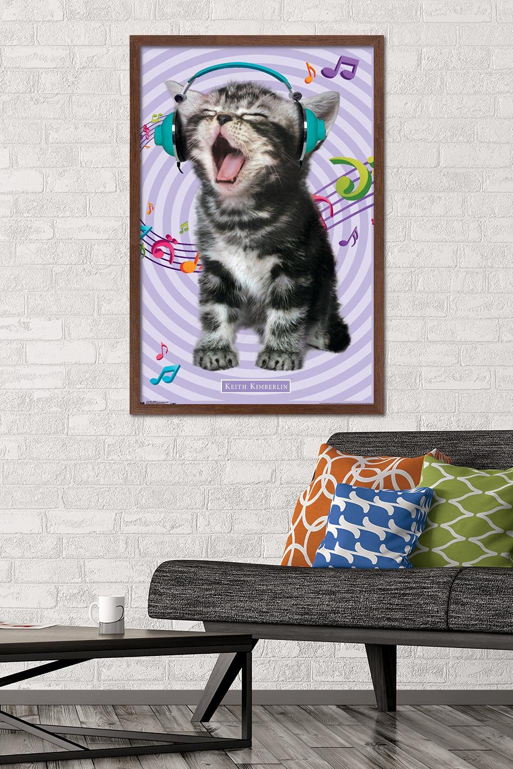 Trends International Keith Kimberlin - Kitten - Singing Wall Poster, 22.375'' X 34'', Mahogany Framed Version