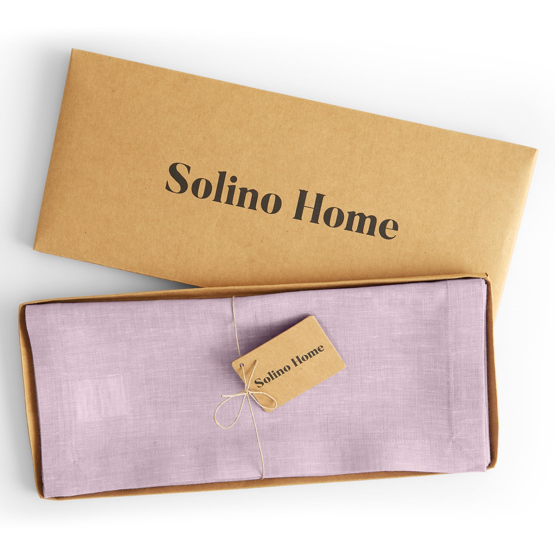 Solino Home Linen Table Runner 72 Inches Long - Athena, 100% Pure Linen Chambray Lavender Table Runner 14 x 72 Inch for Dining,