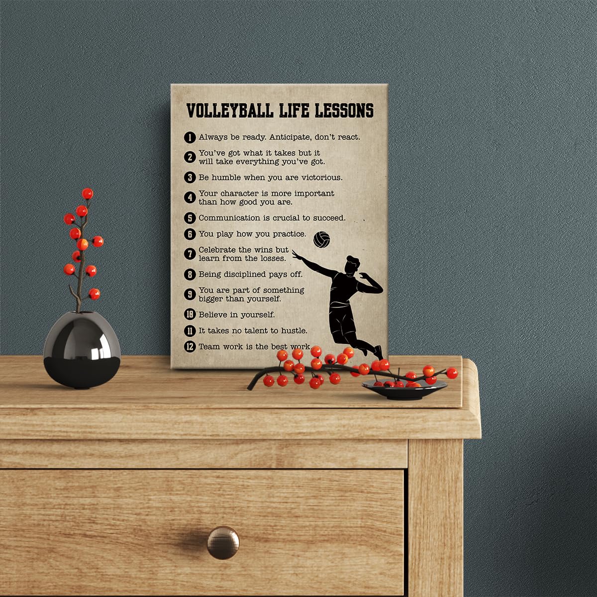 Volleyball Gifts Inspirational Wall Decor Canvas Wall Art Artwork Volleyball Framed Art Paintings Sports Posters For Men Athlete