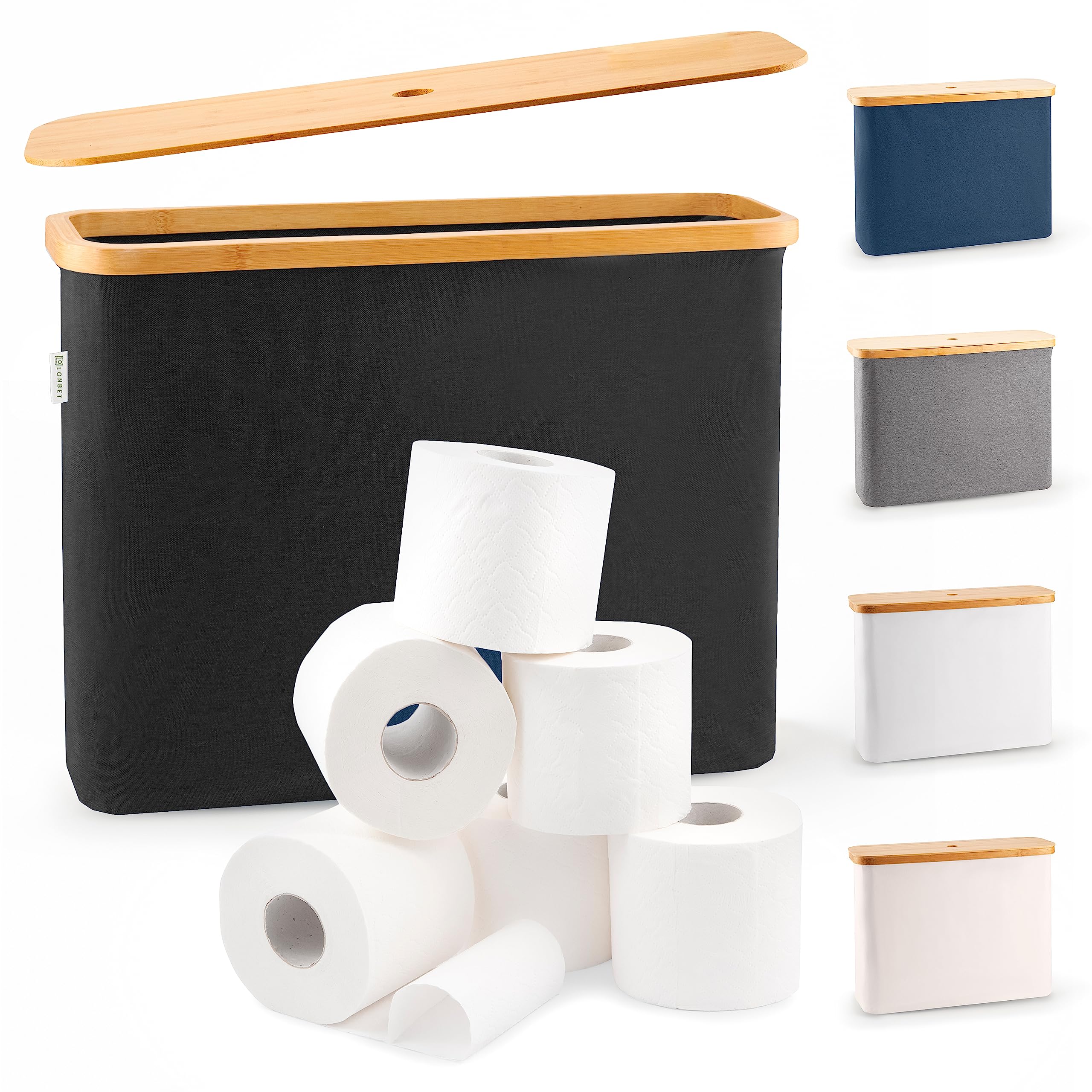Lonbet - Toilet Paper Basket - Toilet Paper Storage - The Ultimate Bathroom Organizer - Bamboo Storage Basket, Toilet Paper Hold