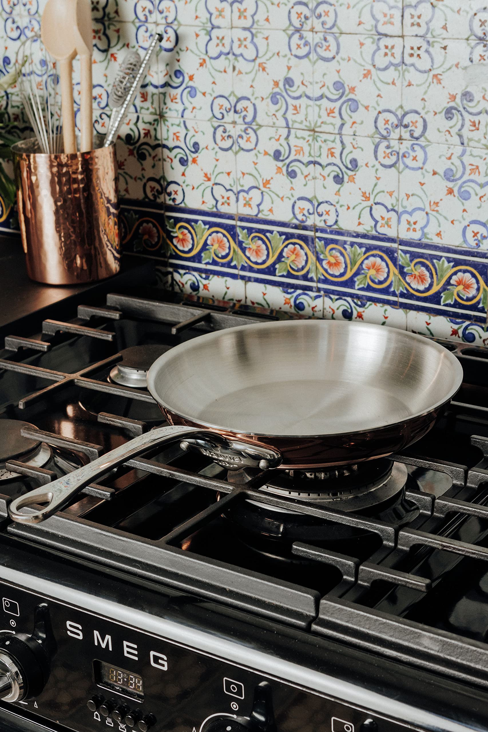 Mauviel M6S 6-Ply Polished Copper & Stainless Steel Frying Pan With Cast Stainless Steel Handle, 10.24-In, Made In France