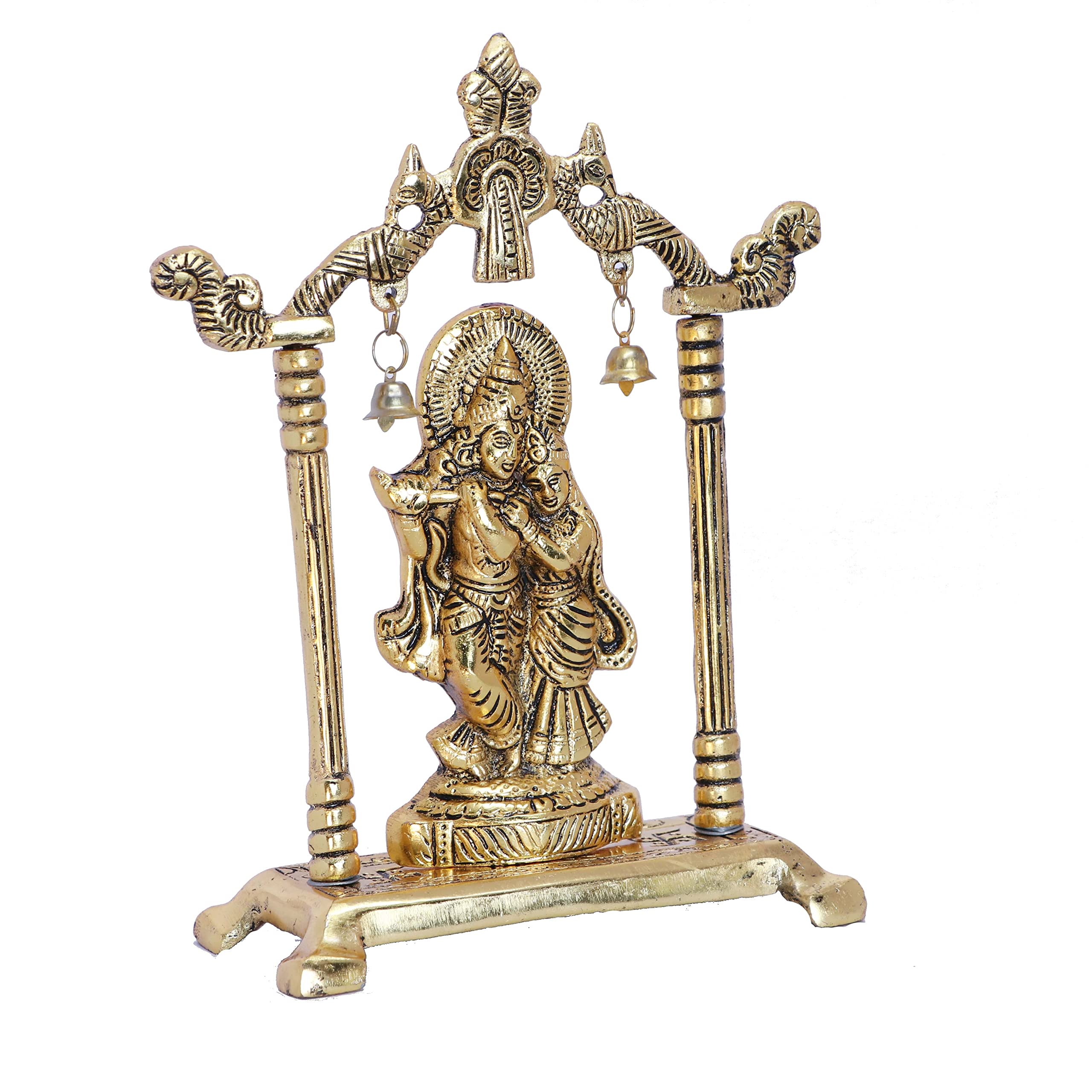 KridayKraft Metal Radha Krishna Statue Gold Plated Decor Your Home,Office & Radha Krishna Murti Idol Showpiece Figurines,Religio