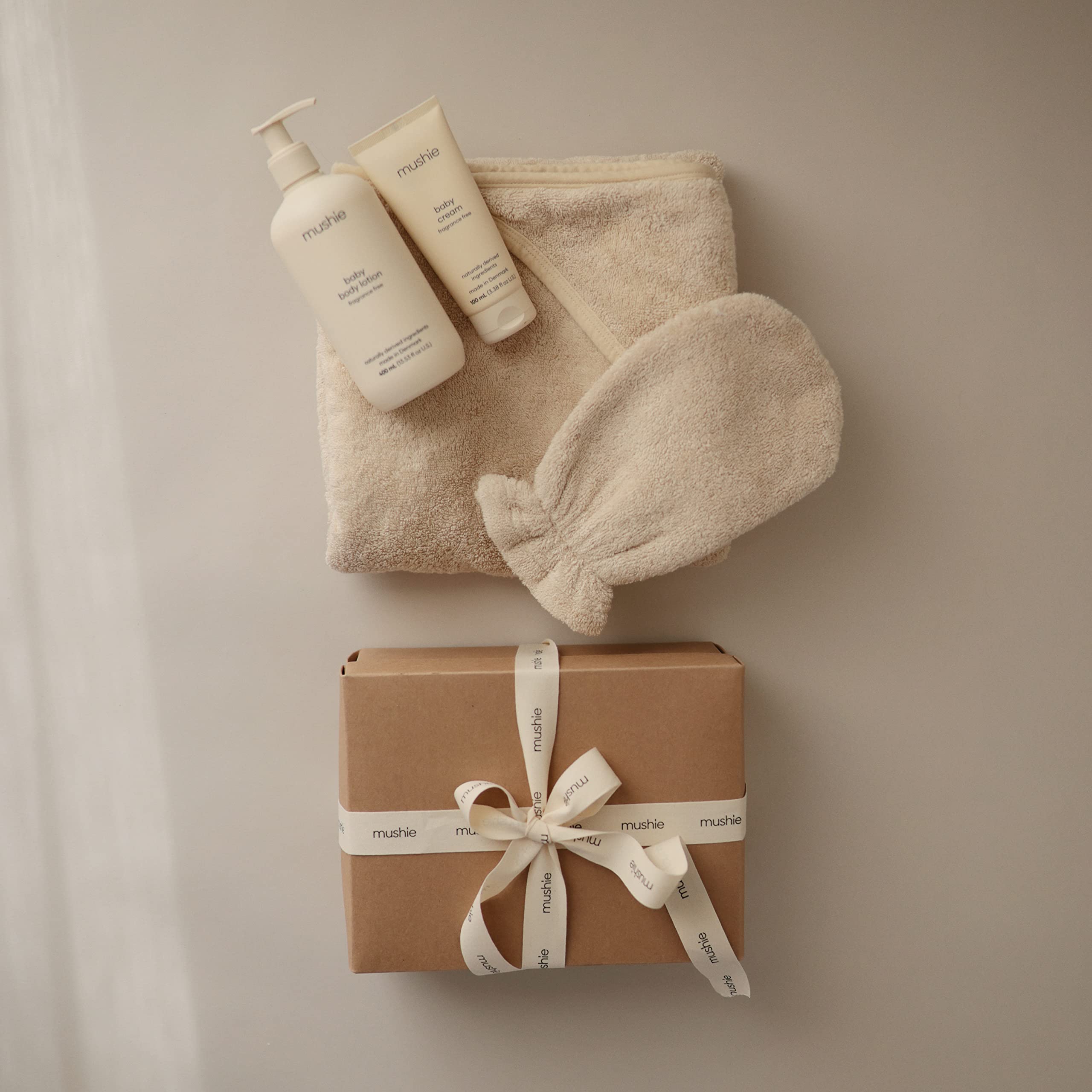 Mushie Baby Hooded Towel  Organic Cotton (Pearl)
