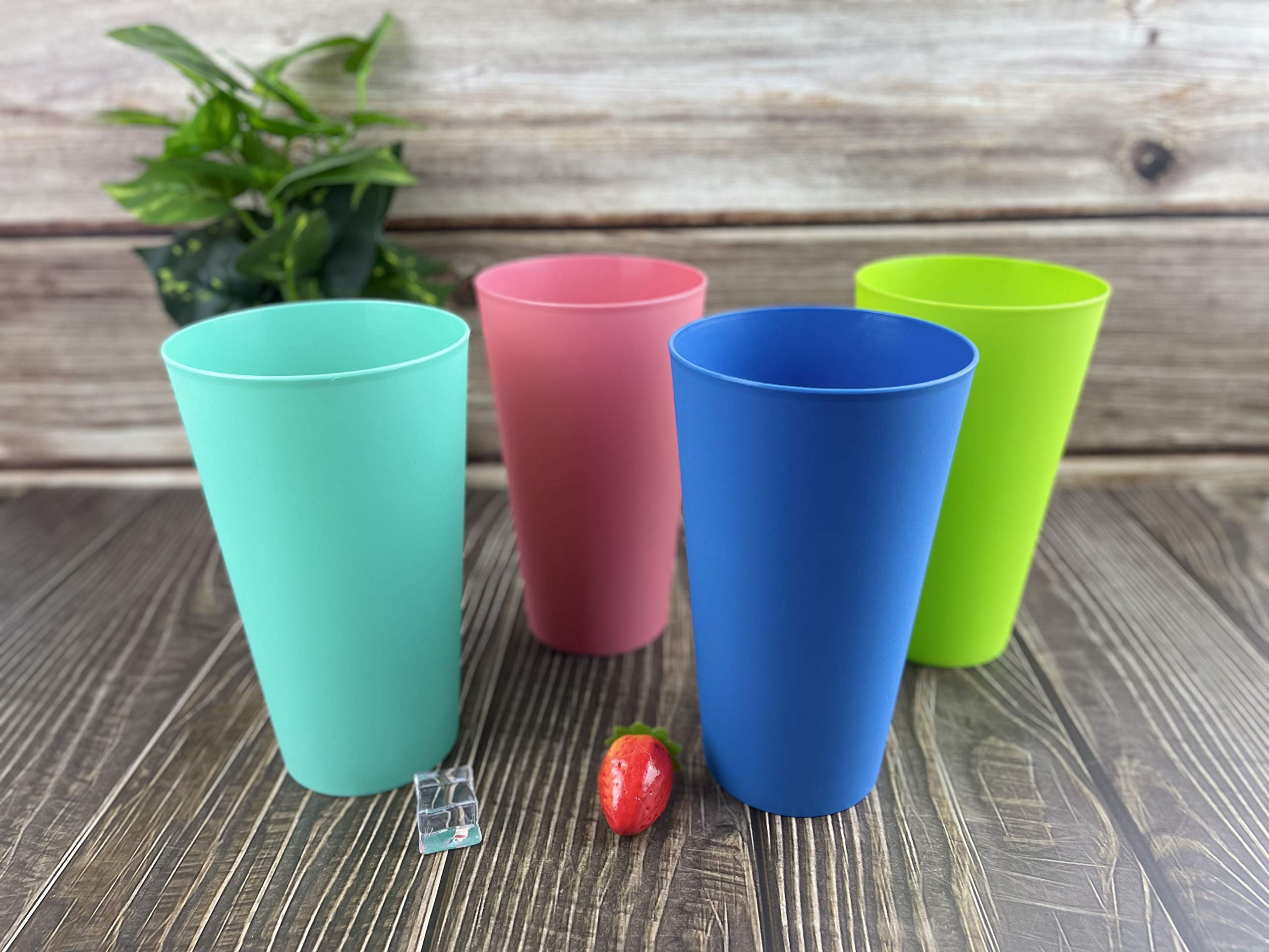 Yuyuhua 32-Ounce Plastic Tumblers Reusable Dishwasher Safe Bpa Free Set Of 12 Multicolor Large Drinking Cups